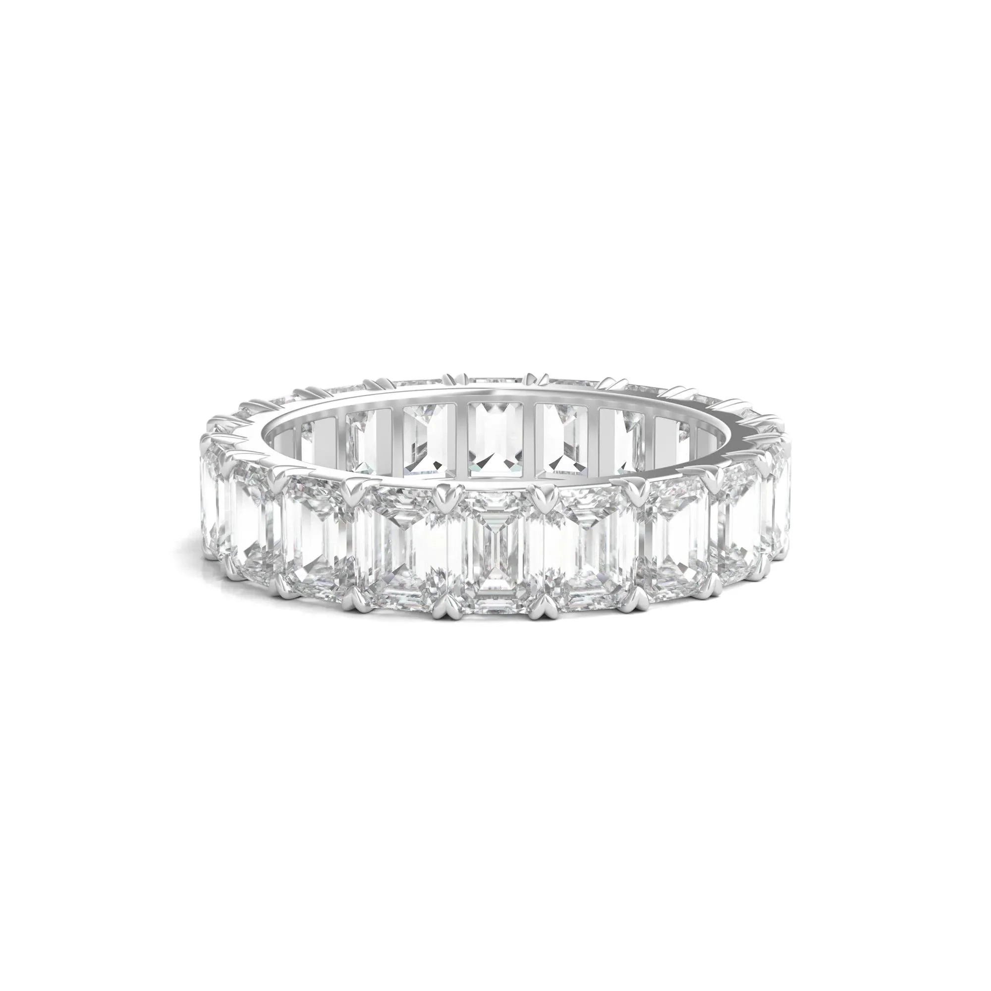 5 CT. Tw. Lab Grown Emerald-Cut Diamond Eternity Band Ring 14K White Gold Size 5.5 4mm