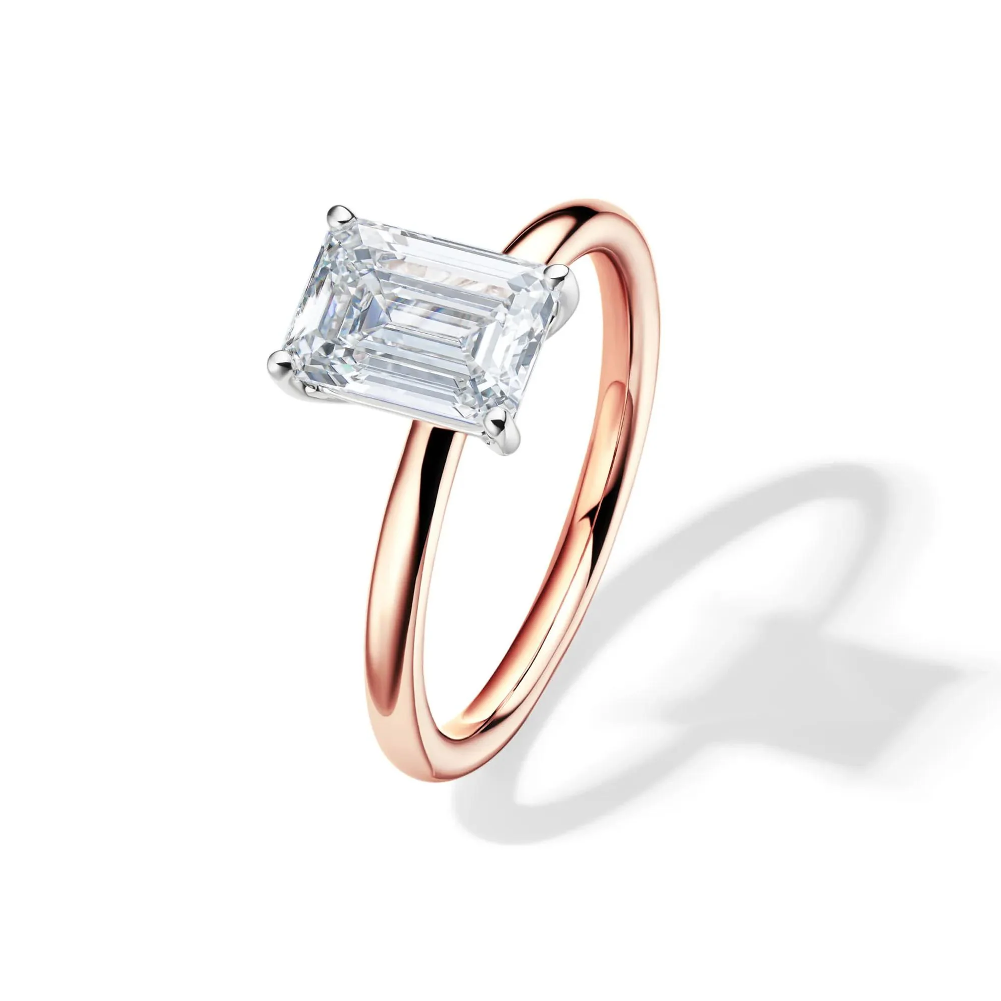 Lab Grown Diamond Emerald-Cut Solitaire Ring 14K Rose Gold (2 CT.) Size 9 2mm - Image 4
