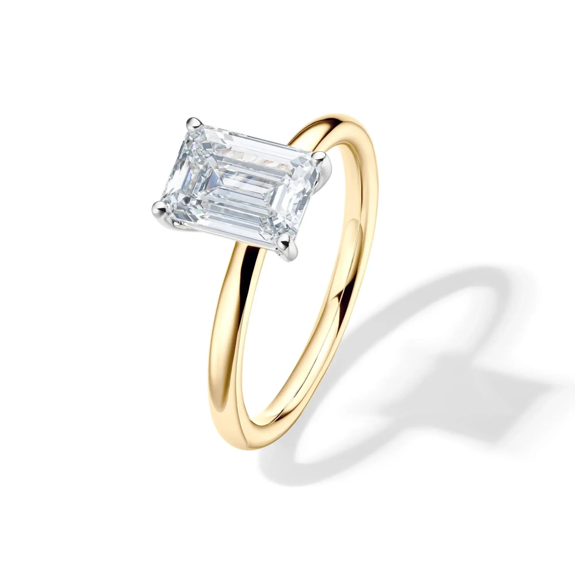 Lab Grown Diamond Emerald-Cut Solitaire Ring 14K Yellow Gold (2 CT.) Size 8.5 2mm - Image 4
