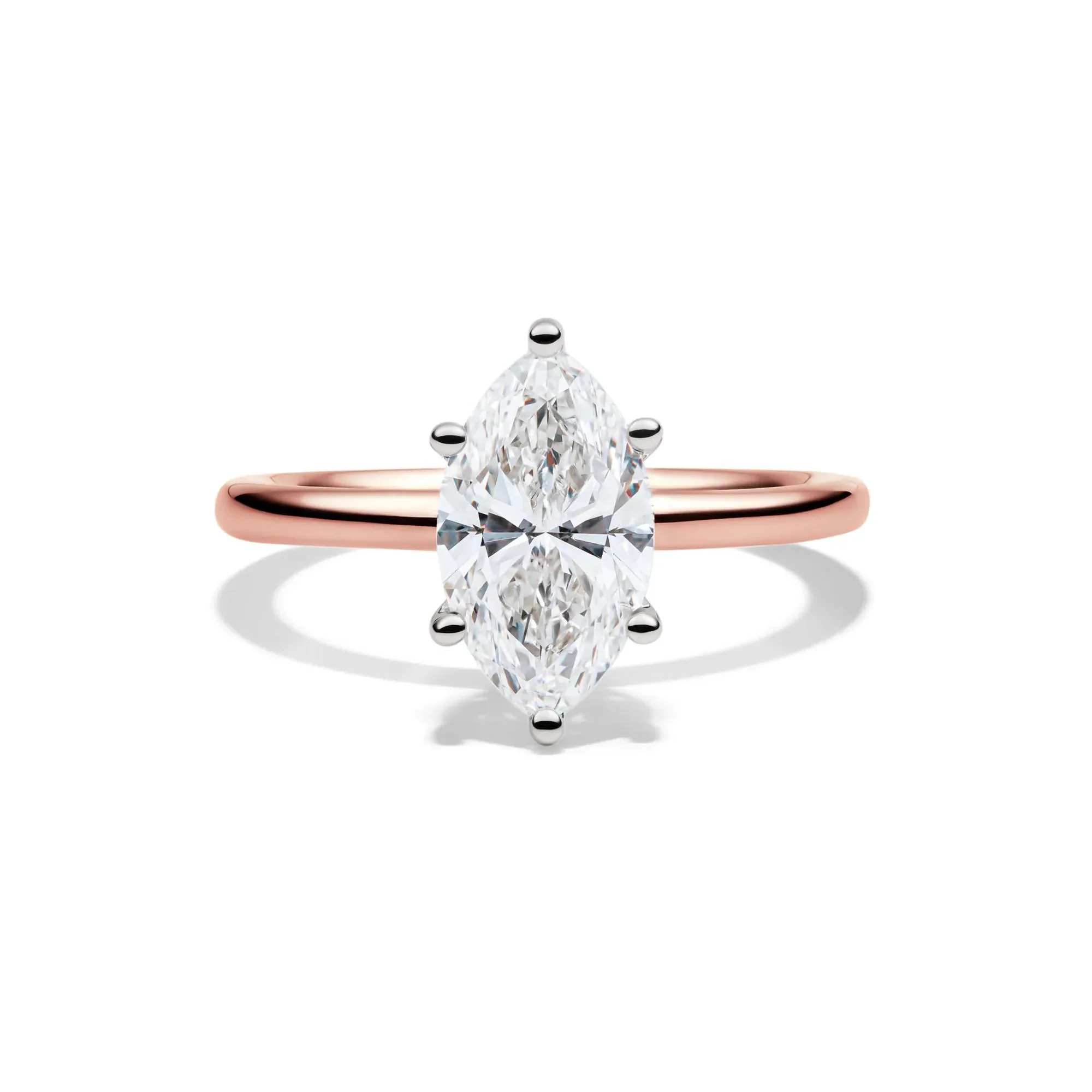 Lab Grown Diamond Solitaire Marquise Engagement Ring 14K Rose Gold (2 CT.) Size 8 2mm