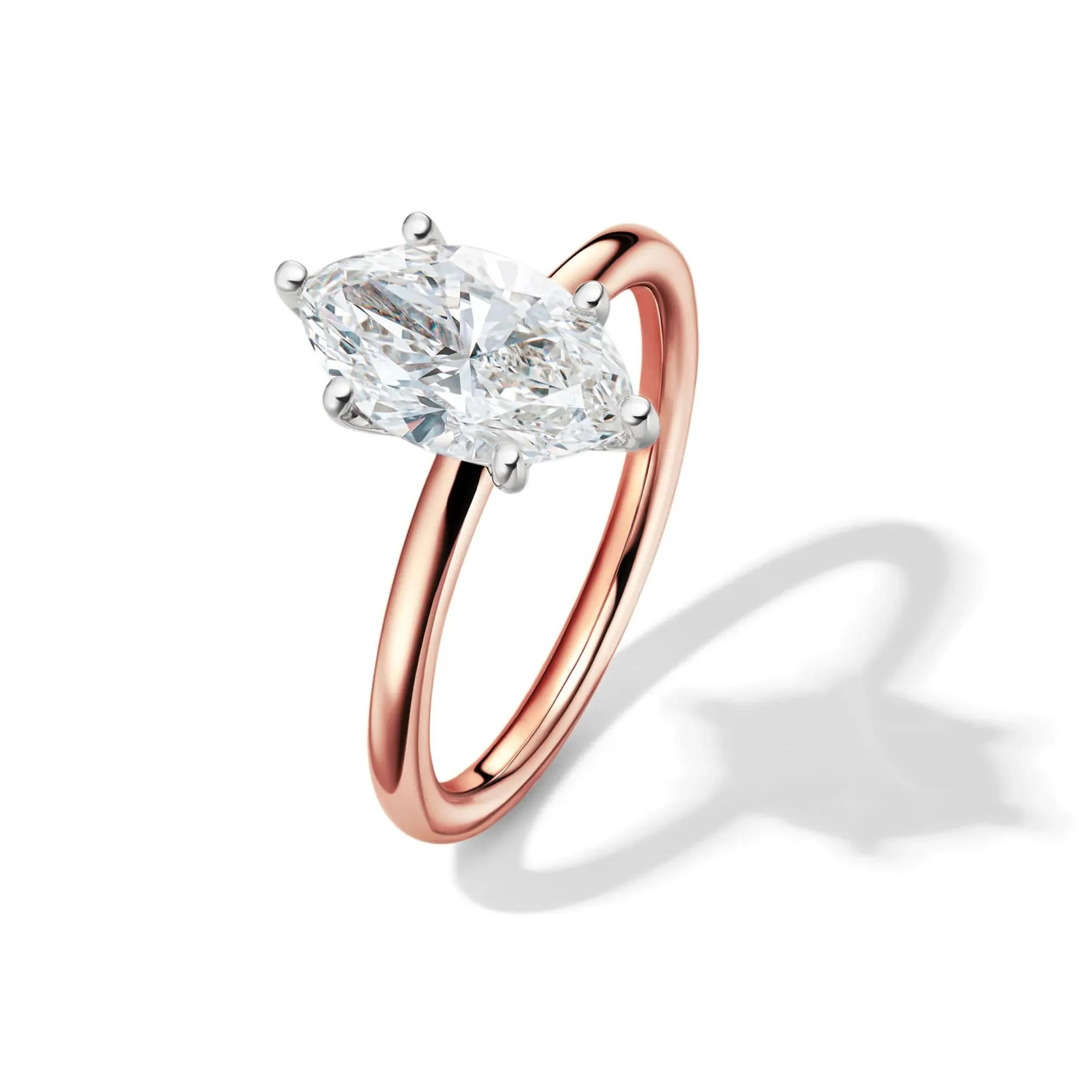 Lab Grown Diamond Solitaire Marquise Engagement Ring 14K Rose Gold (2 CT.) Size 8 2mm - Image 4
