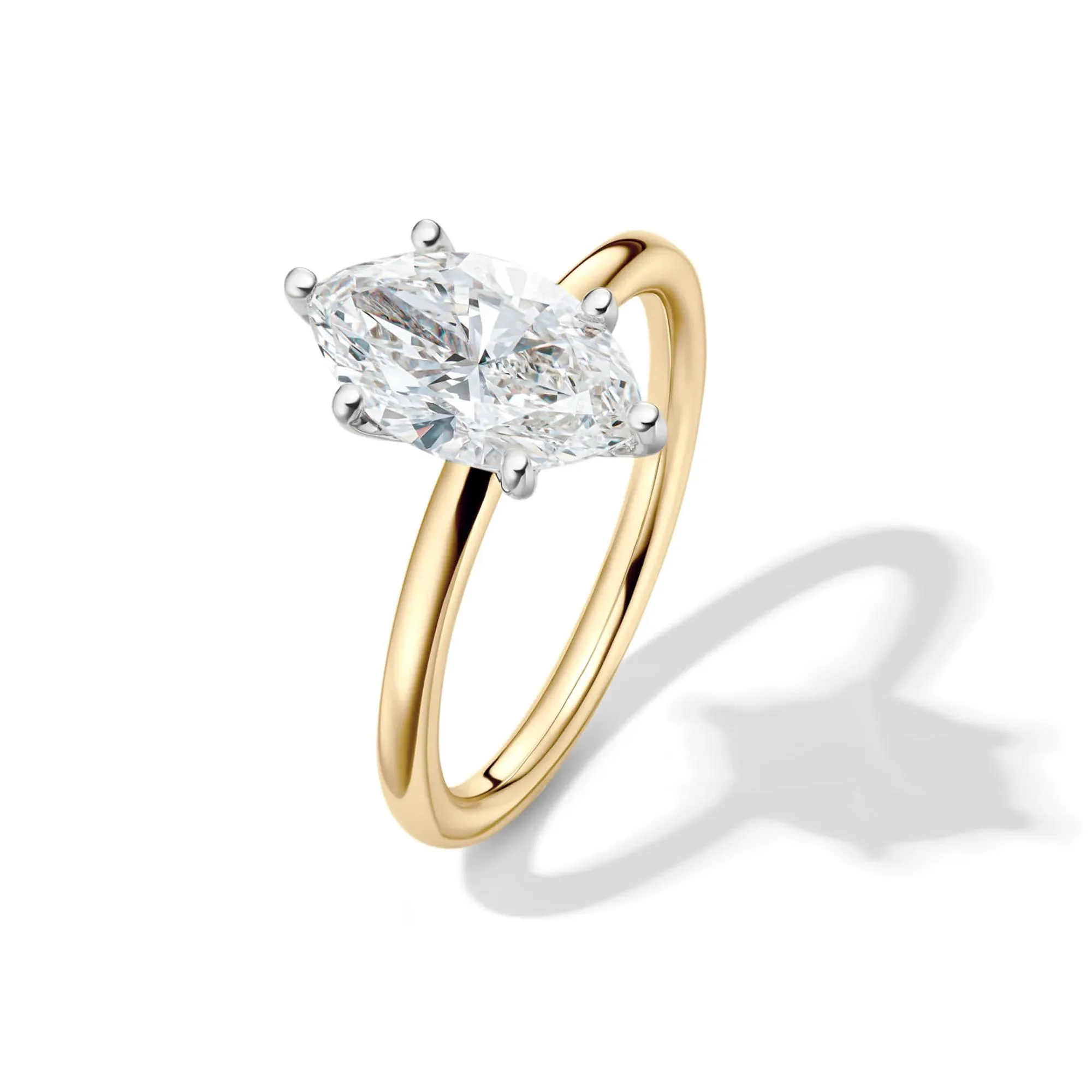 Lab Grown Diamond Solitaire Marquise Engagement Ring 14K Yellow Gold (2 CT.) Size 11.5 2mm - Image 4