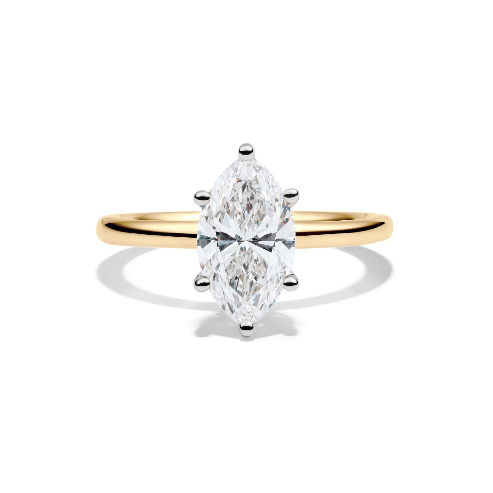 Lab Grown Diamond Solitaire Marquise Engagement Ring 14K Yellow Gold (2 CT.) Size 6.5 2mm
