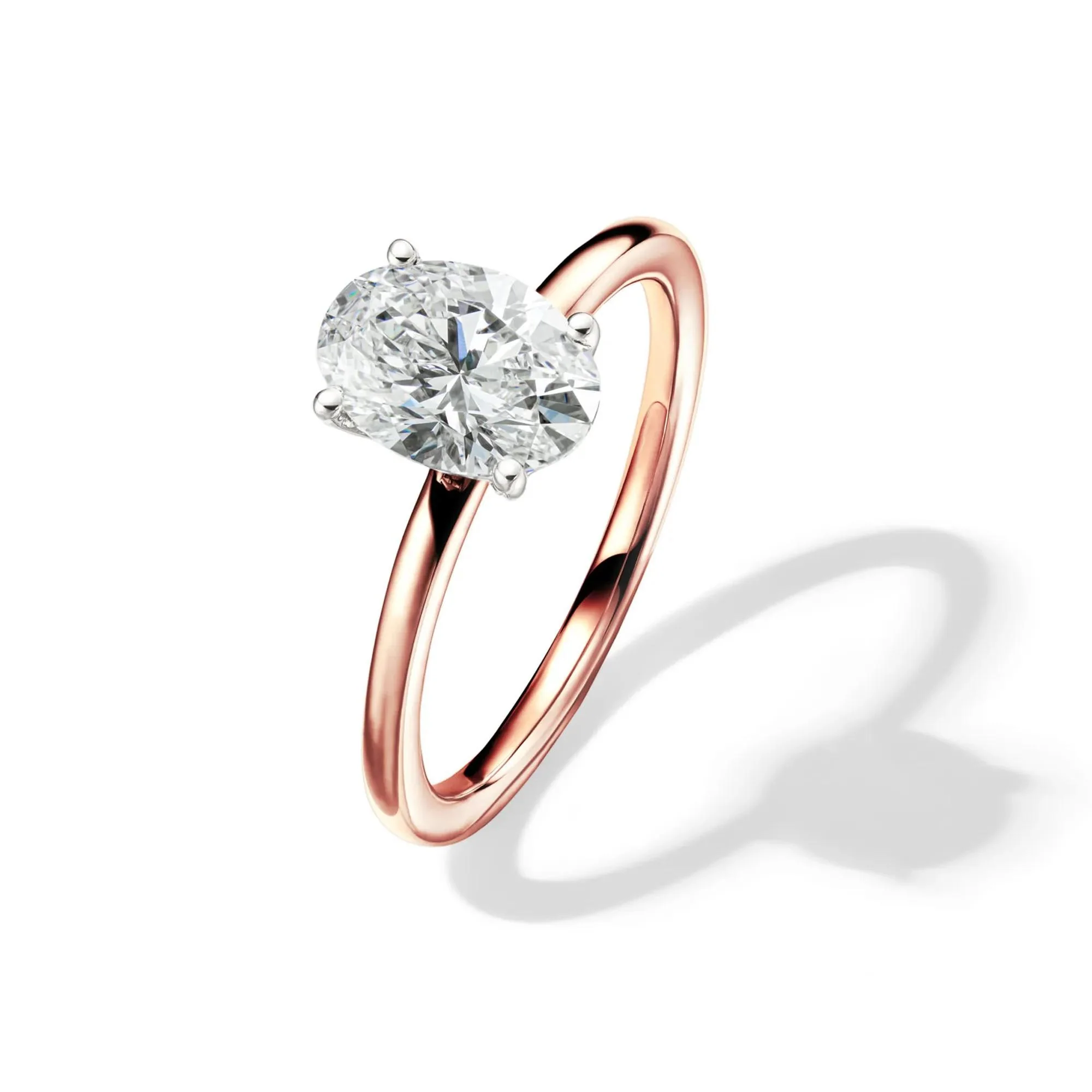 Lab Grown Diamond Solitaire Oval Engagement Ring 14K Rose Gold (1/2 CT.) Size 9 2mm - Image 4