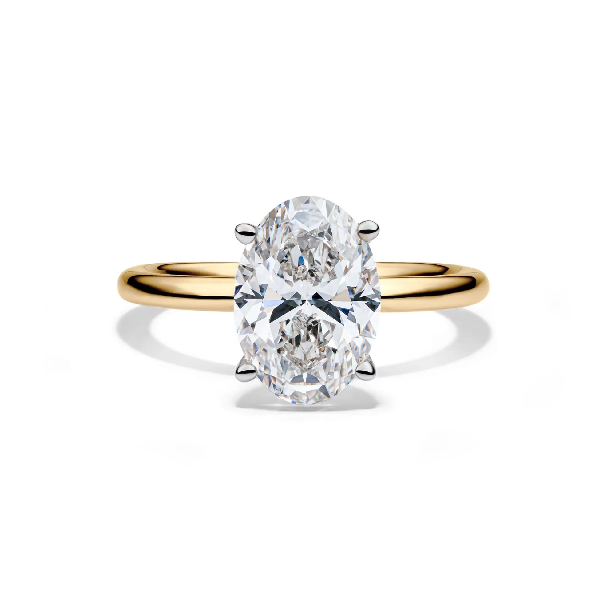Lab Grown Diamond Oval Solitaire 14K Yellow and White Gold (3 CT.) Ring Size 8.5 2mm