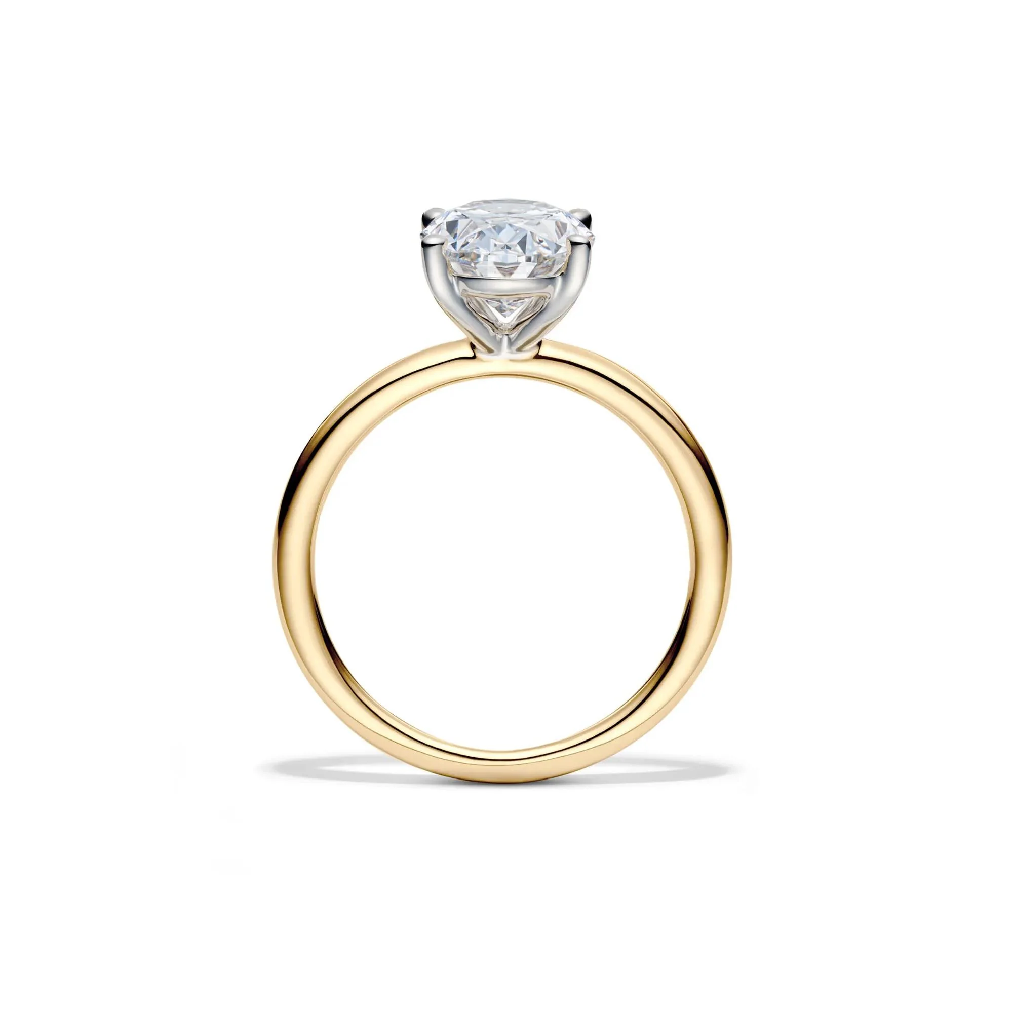 Lab Grown Diamond Oval Solitaire 14K Yellow and White Gold (3 CT.) Ring Size 9 2mm - Image 2