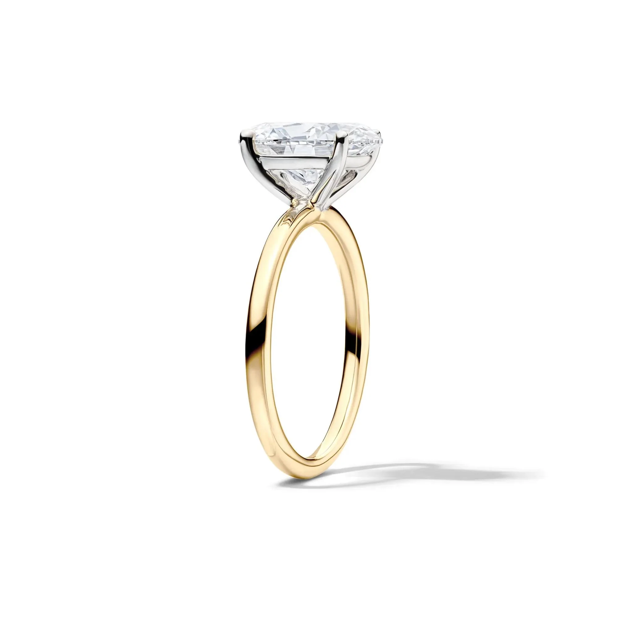 Lab Grown Diamond Oval Solitaire 14K Yellow and White Gold (3 CT.) Ring Size 9 2mm - Image 3