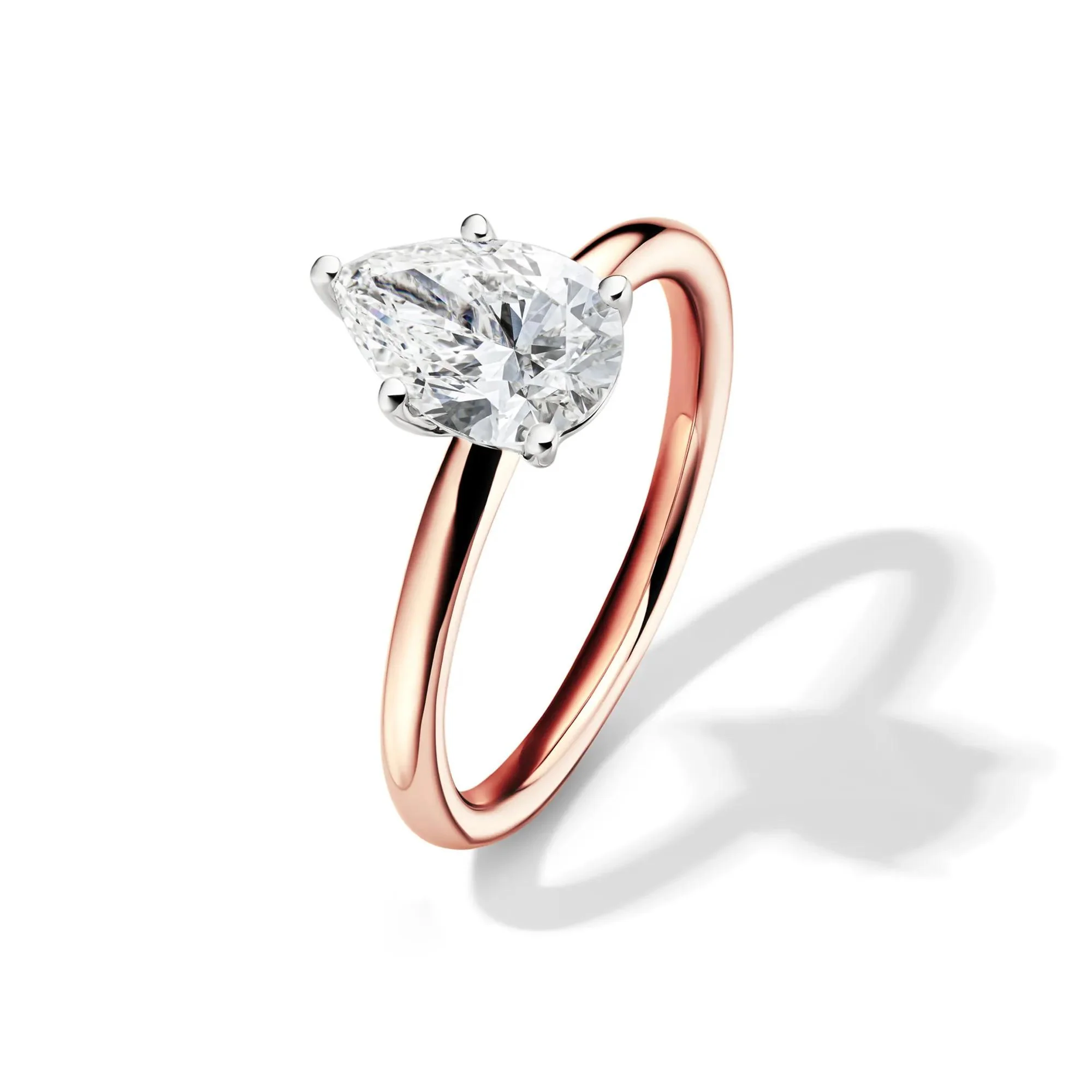 Lab Grown Diamond Pear-Shaped Solitaire Engagement Ring 14K Rose Gold (1/2 CT.) Size 4 2mm - Image 4