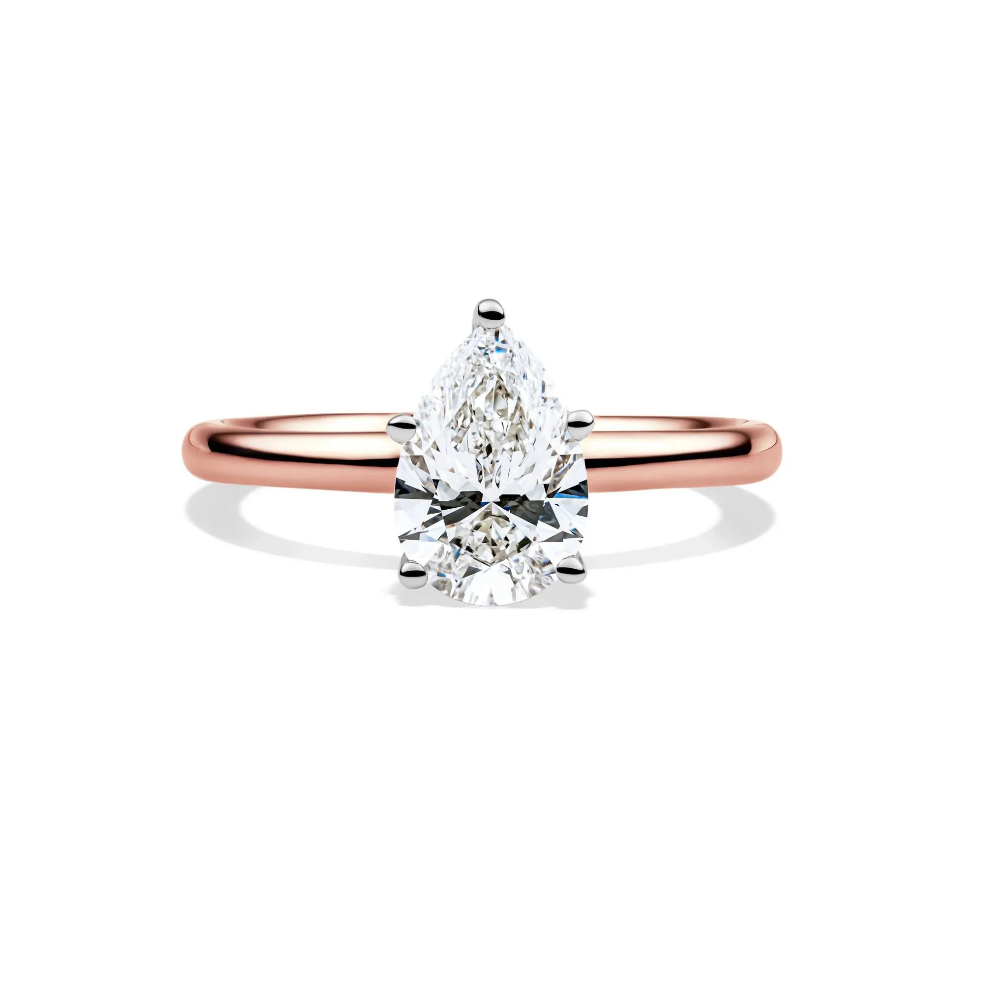 Lab Grown Diamond Pear-Shaped Solitaire Engagement Ring 14K Rose Gold (1/2 CT.) Size 7 2mm