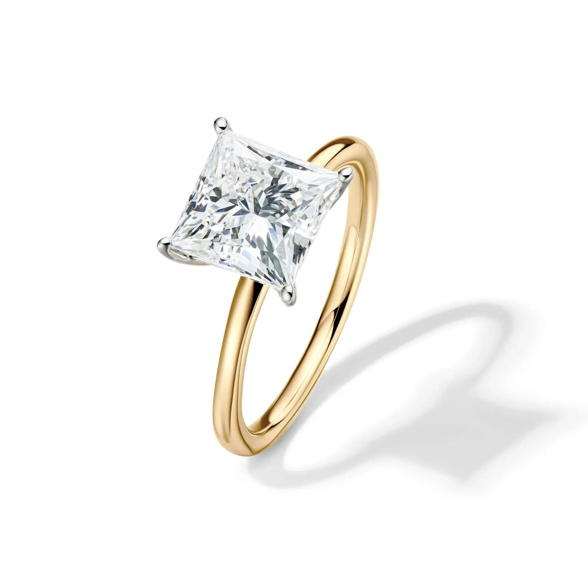 Lab Grown Diamond Princess-Cut Solitaire Engagement Ring 14K Yellow Gold (3 CT.) Size 6.5 2mm - Image 4