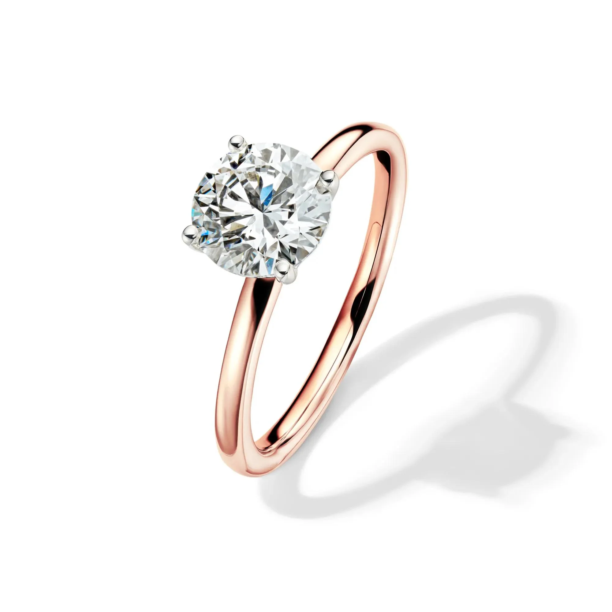 Lab Grown Diamond Solitaire Round Engagement Ring 14K Rose Gold (1/2 CT.) Size 7.5 2mm - Image 4