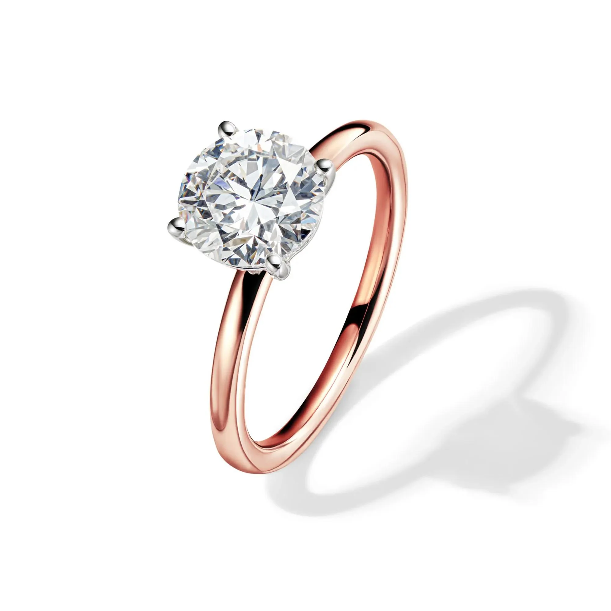 Lab Grown Diamond Round Solitaire Ring 14K Rose Gold (2 CT.) Size 6 2mm - Image 4
