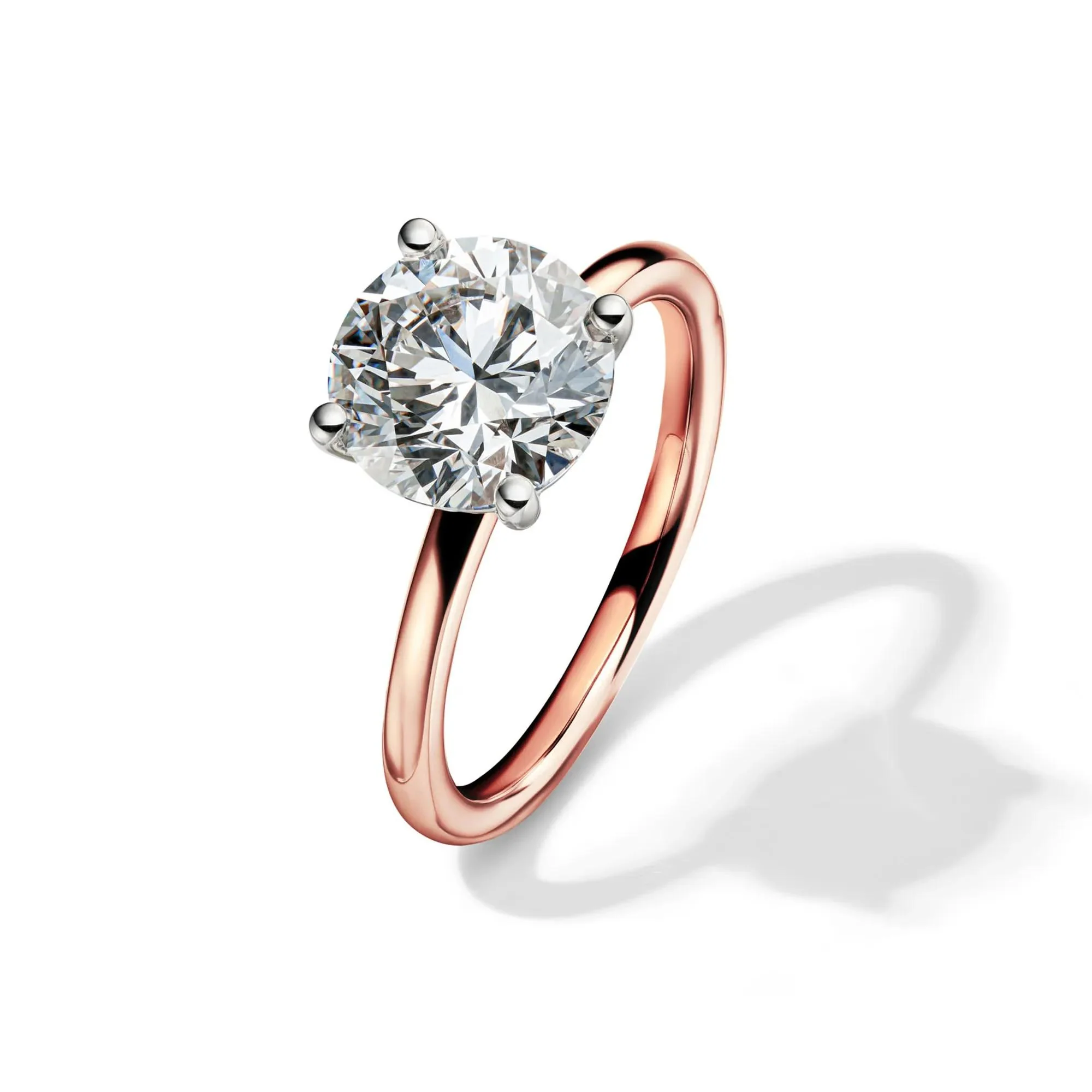 Lab Grown Diamond Solitaire Round Engagement Ring 14K Rose Gold (3 CT.) Round Brilliant Cut Size 4.5 2mm - Image 4