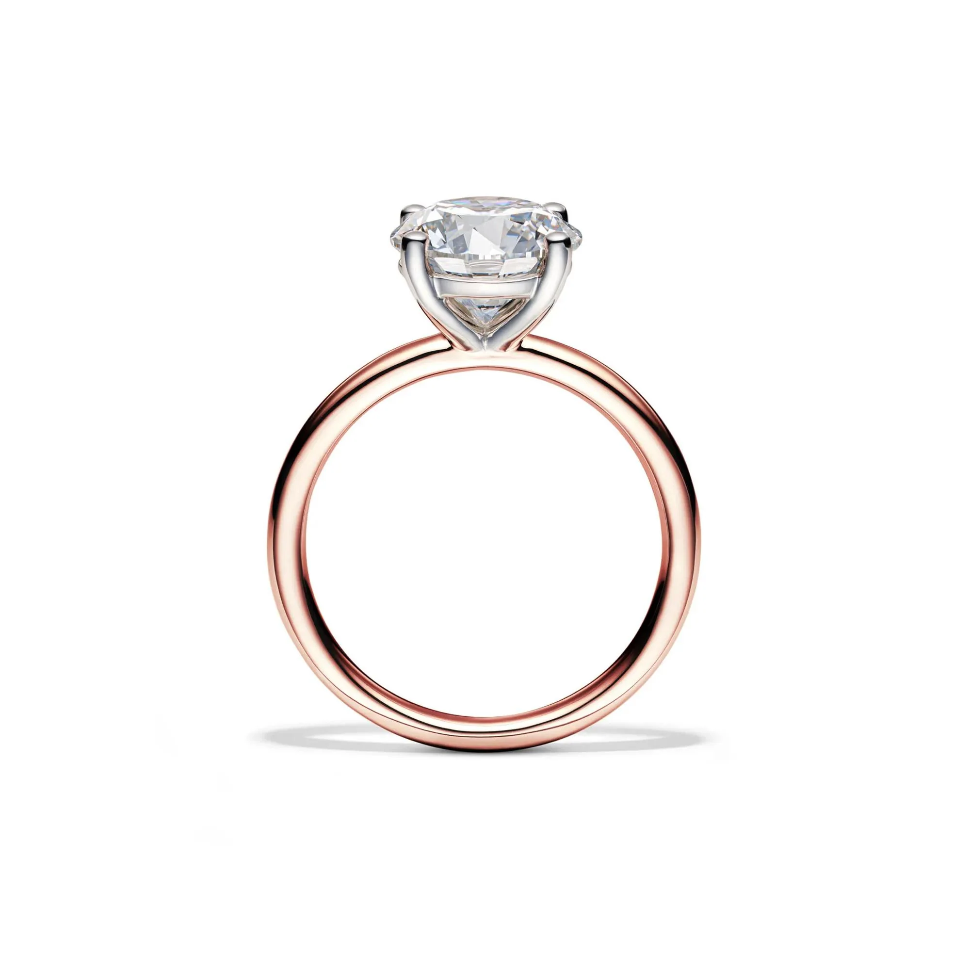 Lab Grown Diamond Solitaire Round Engagement Ring 14K Rose Gold (3 CT.) Round Brilliant Cut Size 7.5 2mm - Image 2