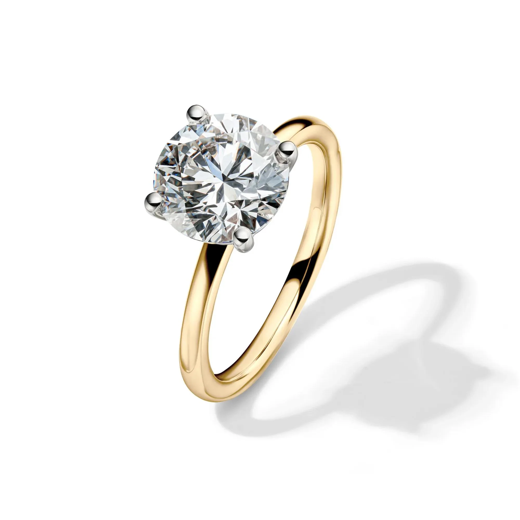 Lab Grown Diamond Solitaire Round Engagement Ring 14K Yellow Gold (3 CT.) Round Brilliant Cut Size 8.5 2mm - Image 4