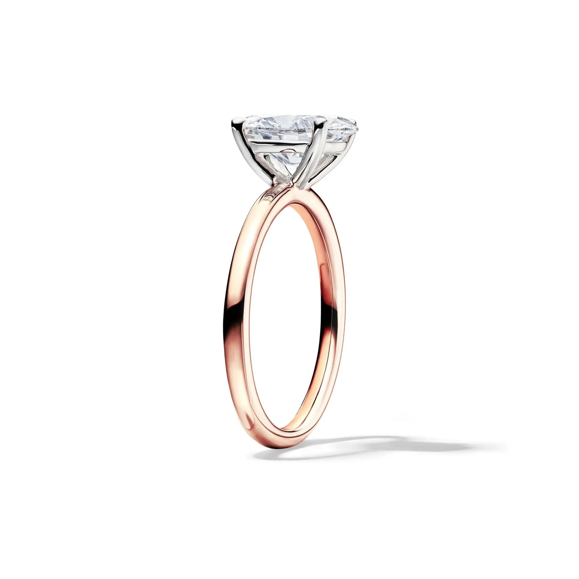 Lab Grown Diamond Solitaire Oval Engagement Ring 14K Rose Gold (2 CT.) Size 8 2mm - Image 3