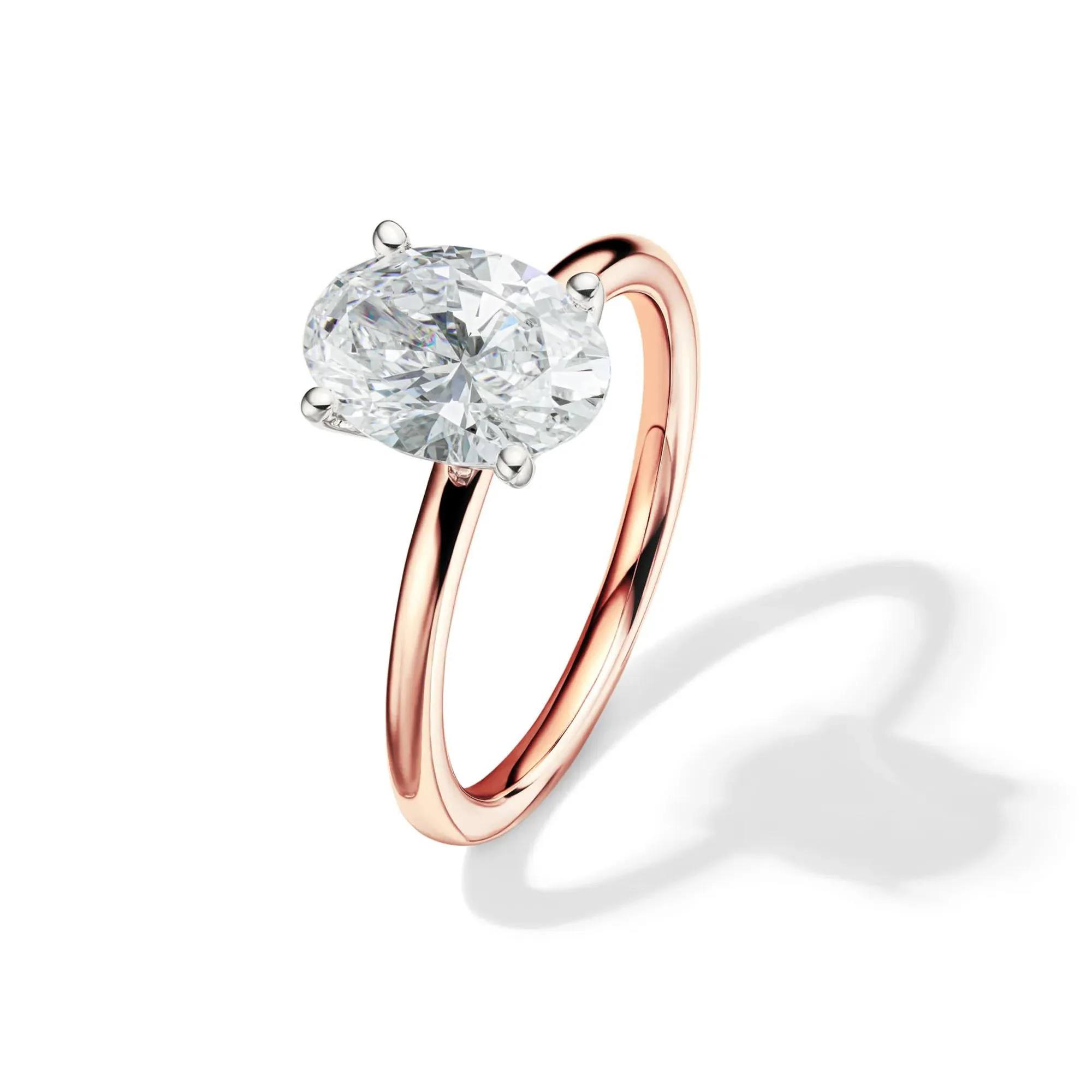 Lab Grown Diamond Solitaire Oval Engagement Ring 14K Rose Gold (2 CT.) Size 8 2mm - Image 4
