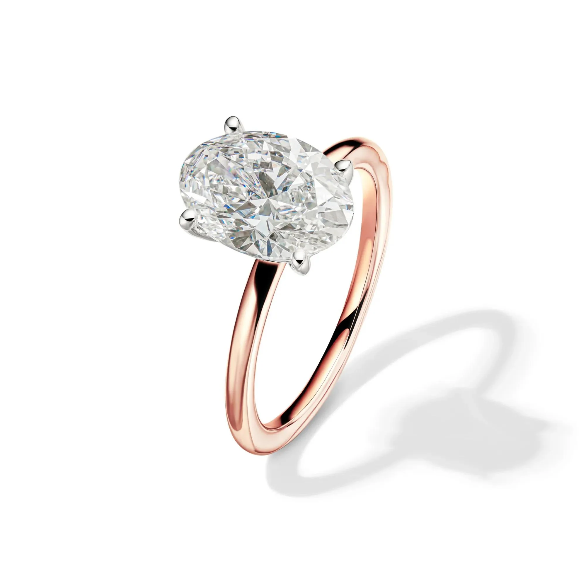Lab Grown Diamond Solitaire Oval Engagement Ring 14K Rose Gold (3 CT.) Size 10 2mm - Image 4