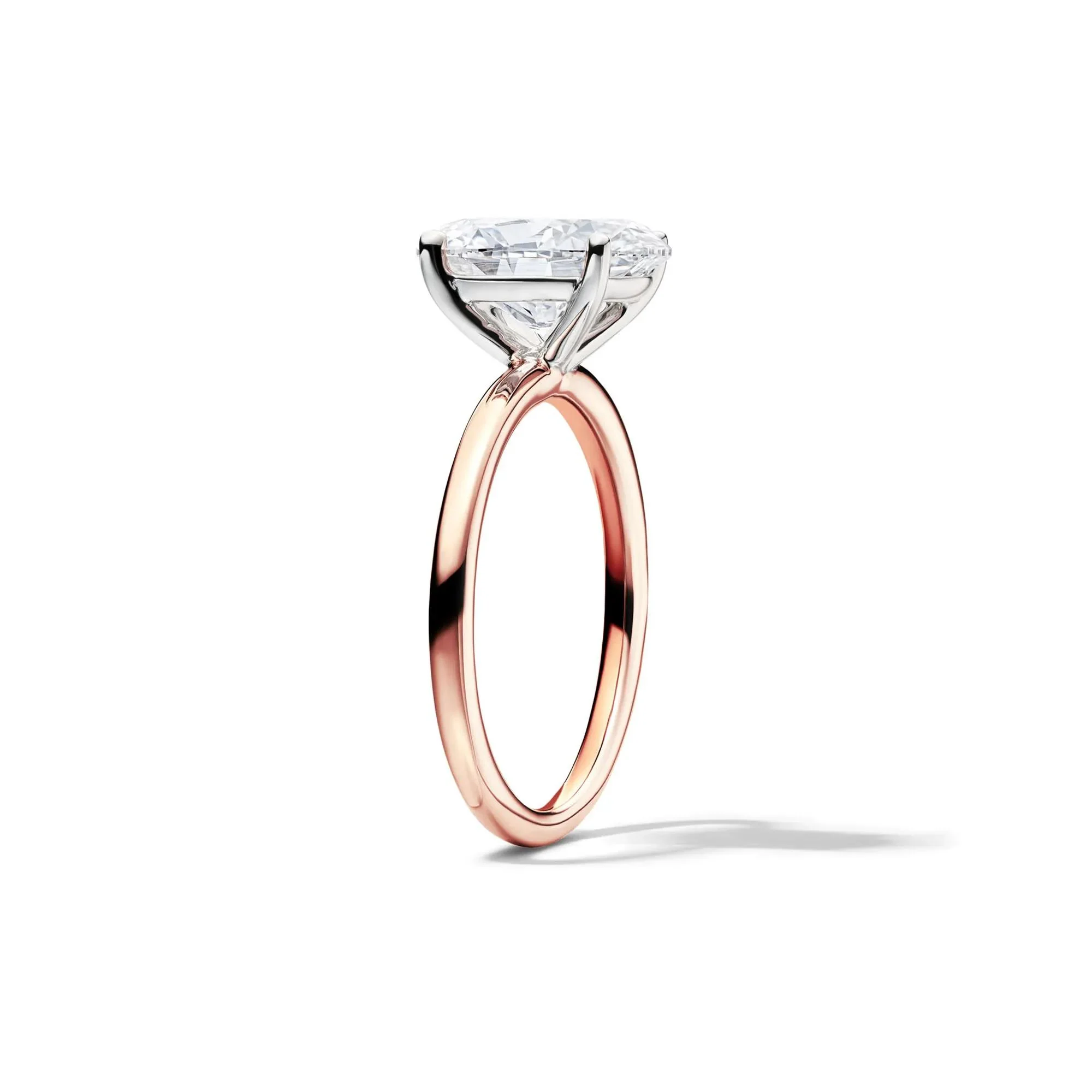 Lab Grown Diamond Solitaire Oval Engagement Ring 14K Rose Gold (3 CT.) Size 7 2mm - Image 3