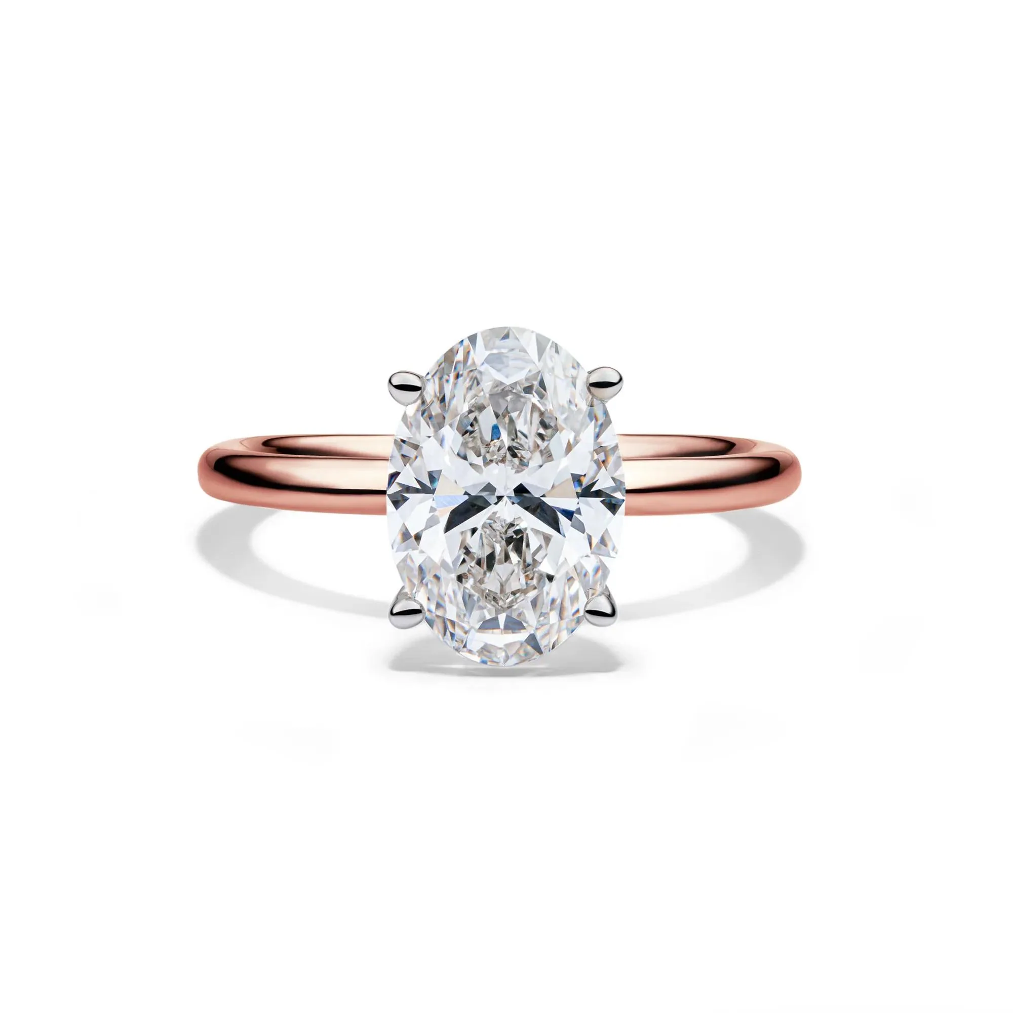 Lab Grown Diamond Solitaire Oval Engagement Ring 14K Rose Gold (3 CT.) Size 9 2mm