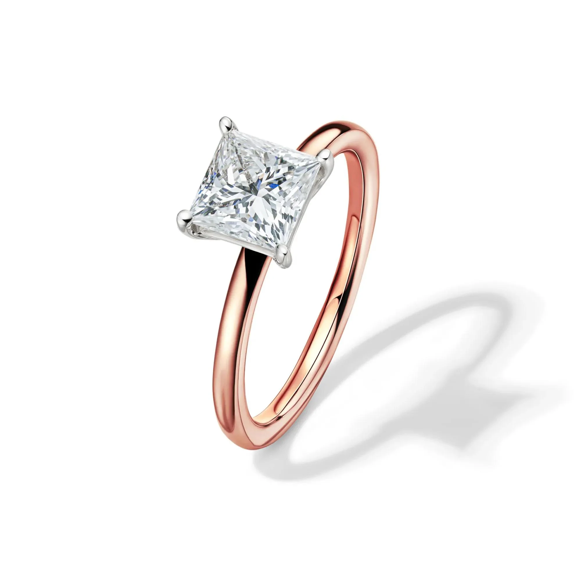 Lab Grown Diamond Princess-Cut Solitaire Engagement Ring 14K Rose Gold (1/2 CT.) Size 4.5 2mm - Image 4