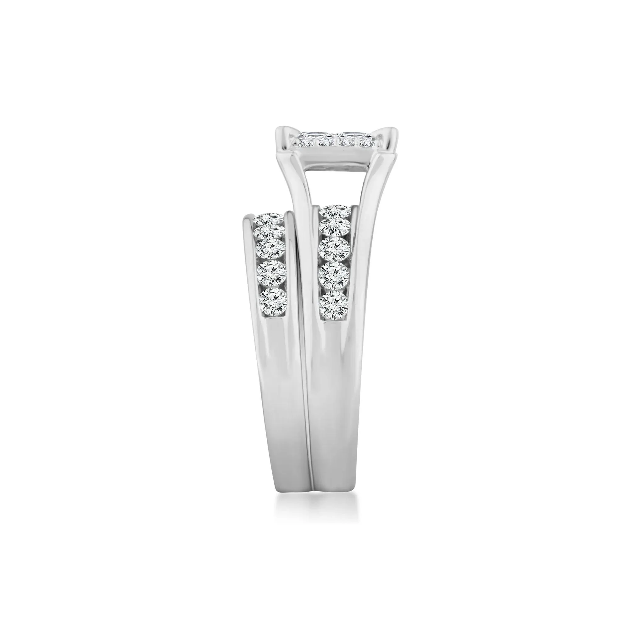 2 CT. Tw. Composite Diamond Engagement Set 14K White Gold Ring Round Brilliant Cut Size 9 - Image 3