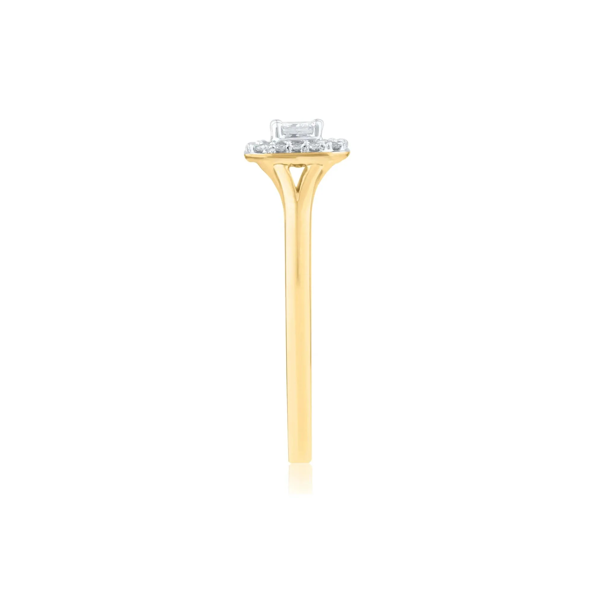 1/7 CT. Tw. Diamond and Blue Sapphire Promise Ring 10K Yellow Gold Round Brilliant Cut Size 5 2mm - Image 3