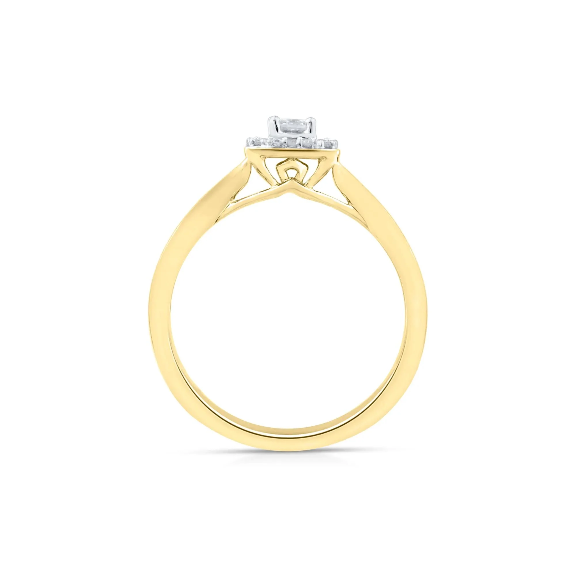 1/7 CT. Tw. Diamond and Blue Sapphire Promise Ring 10K Yellow Gold Round Brilliant Cut Size 7 2mm - Image 2