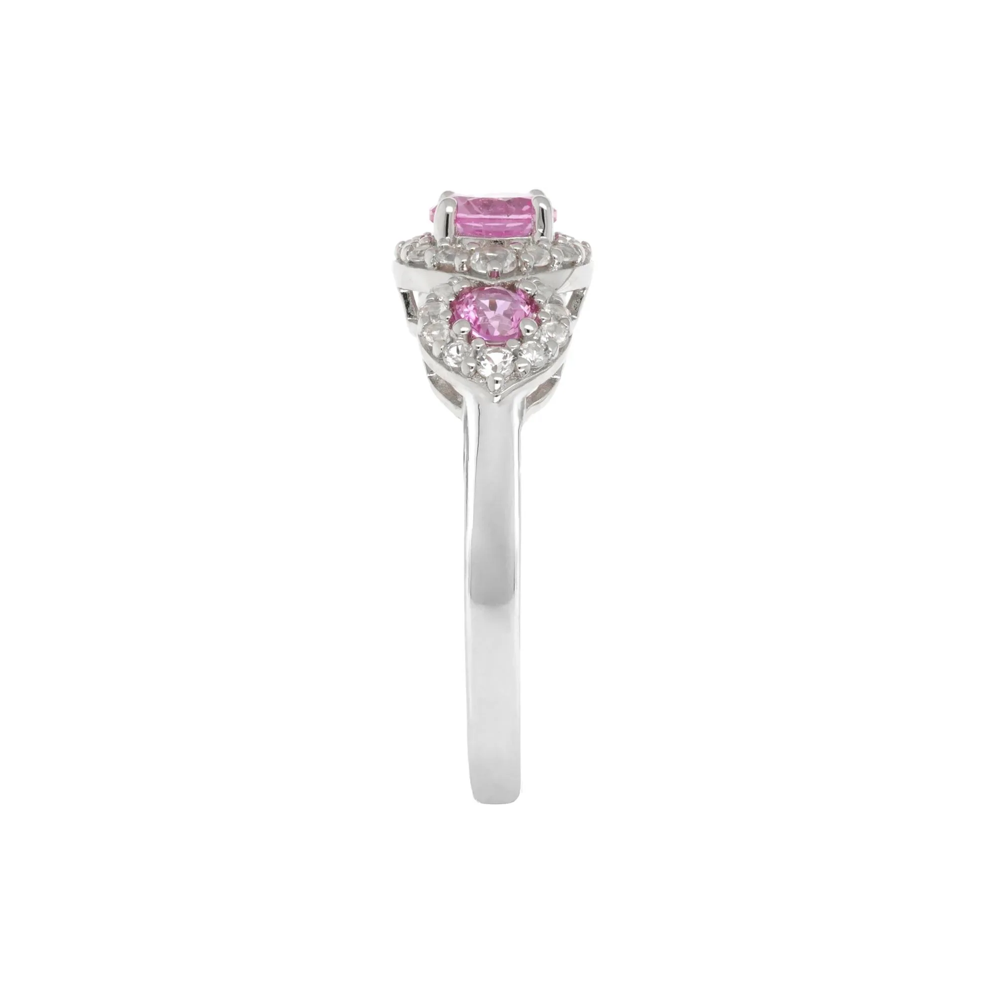 Lab-Created Multi-Gemstone Ring .925 Sterling Silver White Size 6 2mm - Image 3