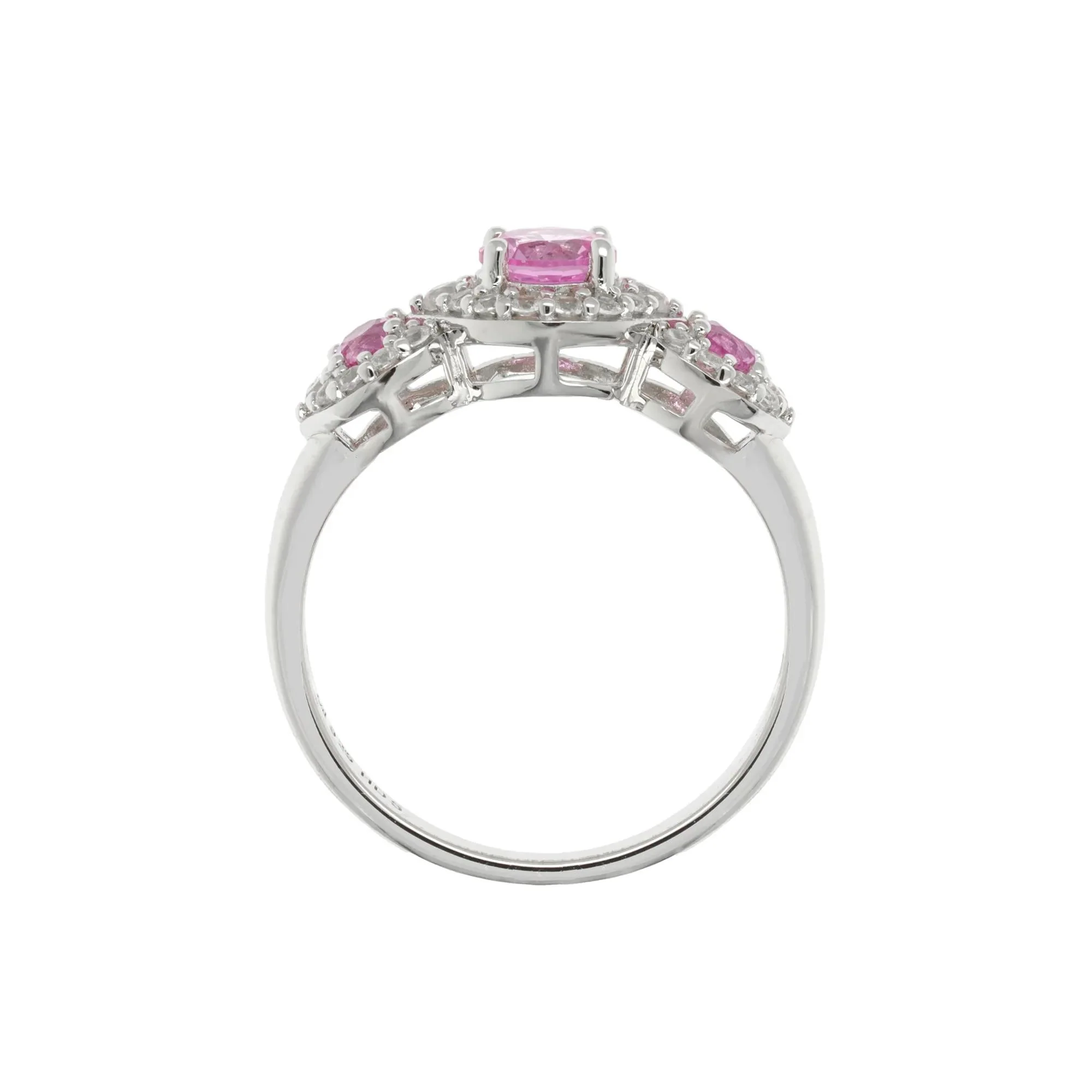 Lab-Created Multi-Gemstone Ring .925 Sterling Silver White Size 8 2mm - Image 2