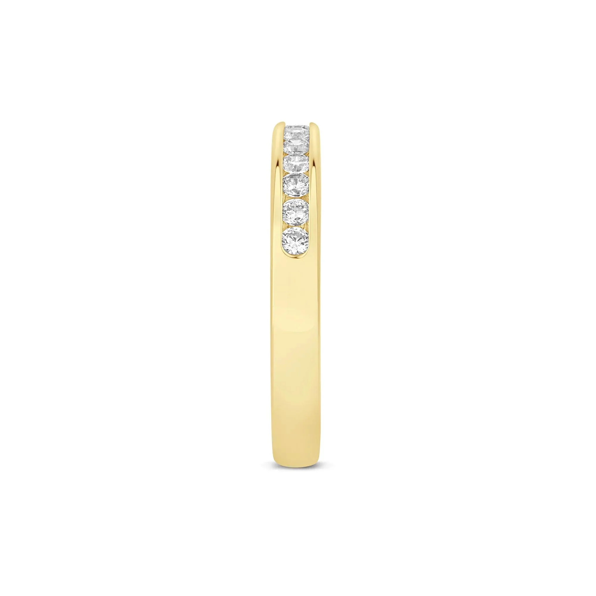 1/3 CT. Tw. Lab Grown Diamond Channel-Set Wedding Band Ring 14K Gold Round Brilliant Cut Yellow Size 5 3mm - Image 3