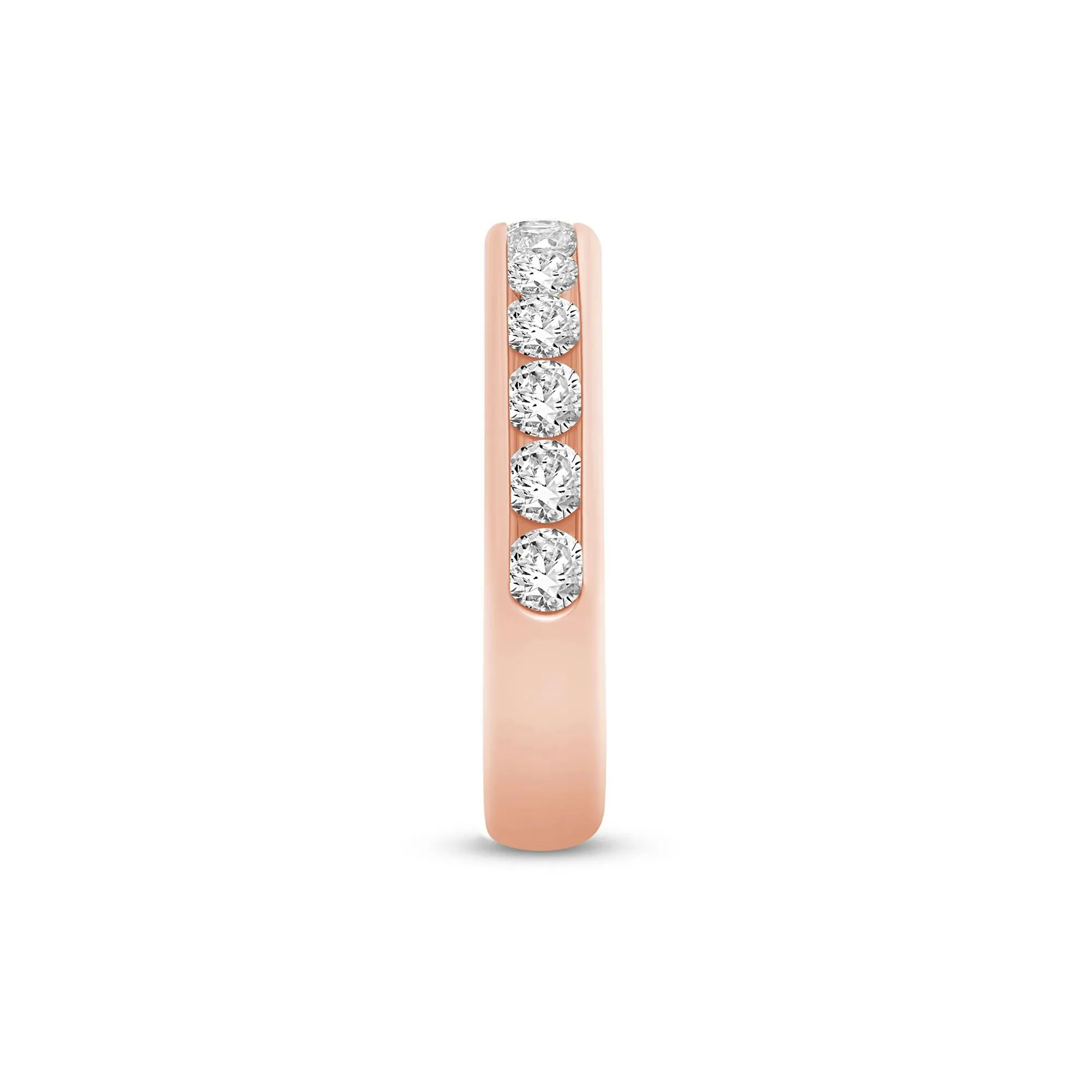 1 CT. Tw. Lab Grown Diamond Channel-Set Wedding Band Ring 14K Rose Gold Round Brilliant Cut Size 5.5 4mm - Image 3