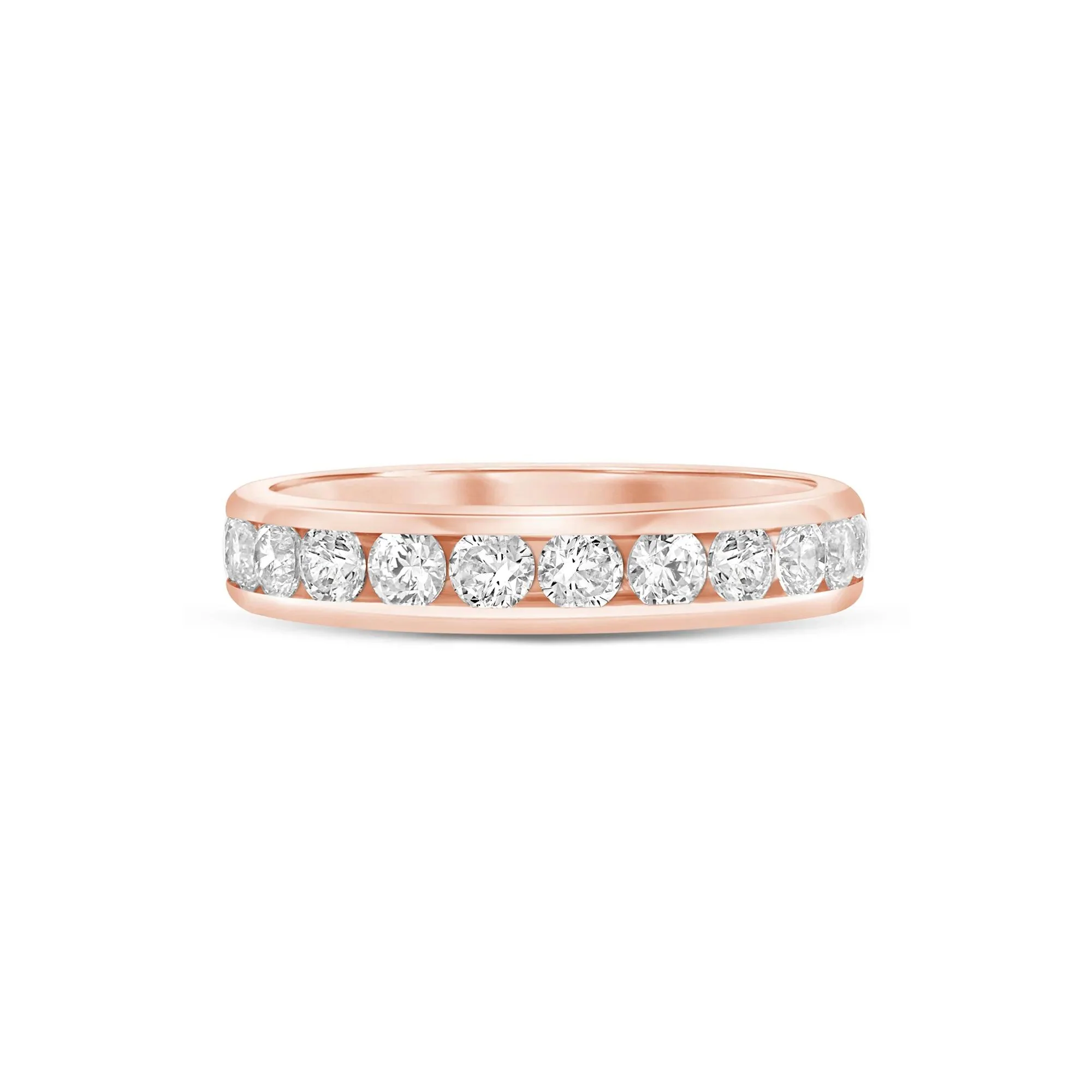 1 CT. Tw. Lab Grown Diamond Channel-Set Wedding Band Ring 14K Rose Gold Round Brilliant Cut Size 6 4mm