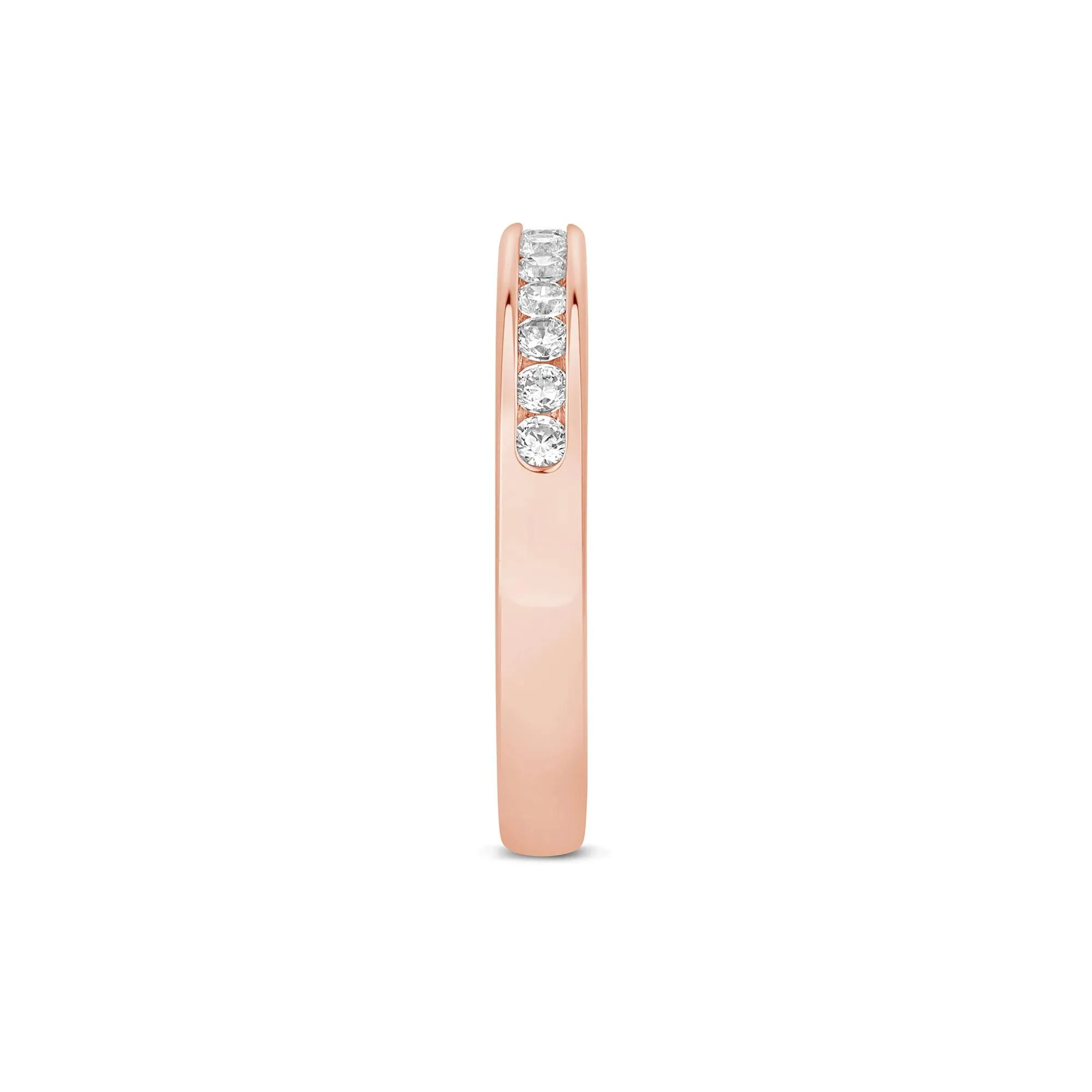 1/3 CT. Tw. Lab Grown Diamond Channel-Set Wedding Band Ring 14K Rose Gold Round Brilliant Cut Size 7.5 3mm - Image 3
