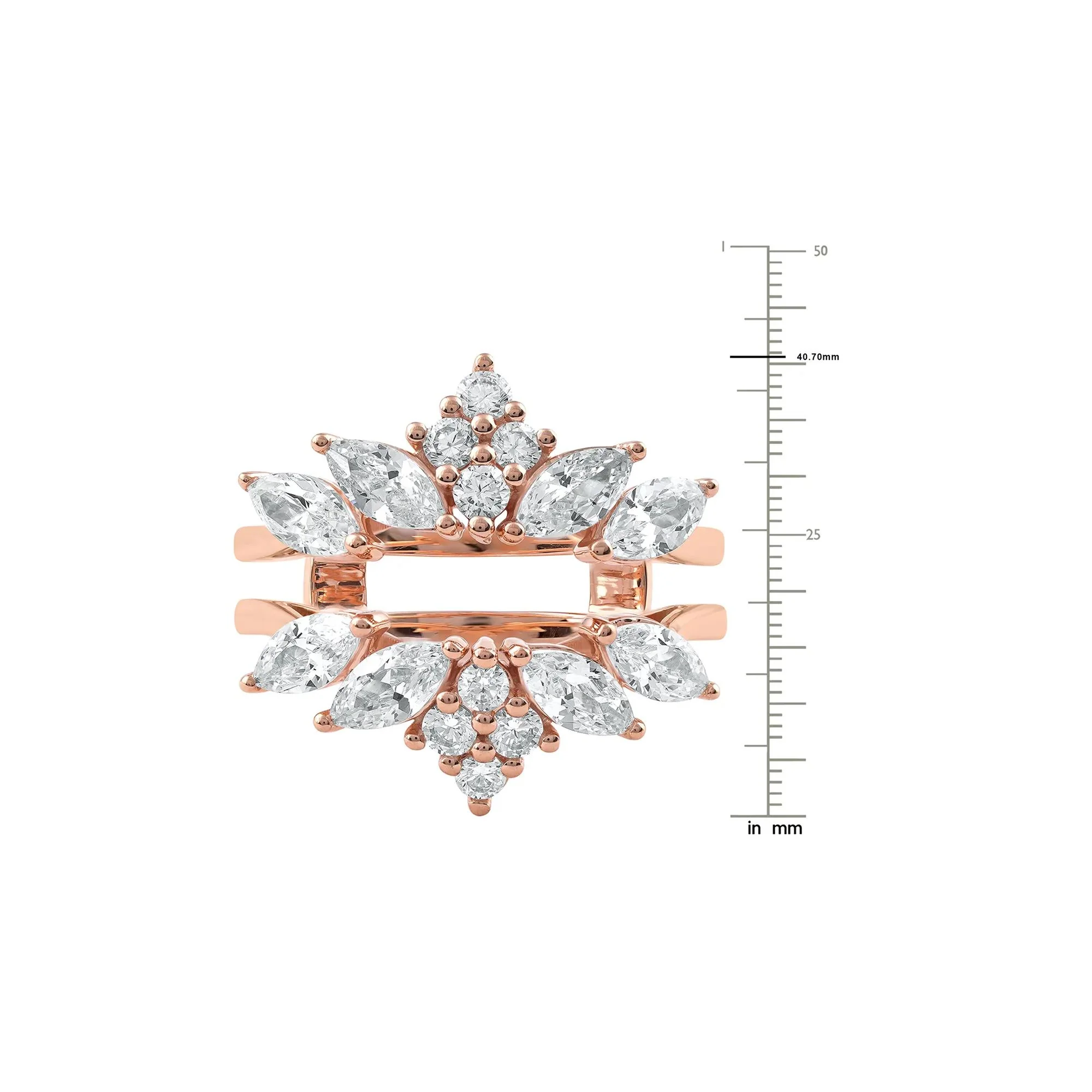 2 CT. Tw. Lab Grown Diamond Enhancer 14K Rose Gold Ring Round Brilliant Cut Size 5 - Image 6