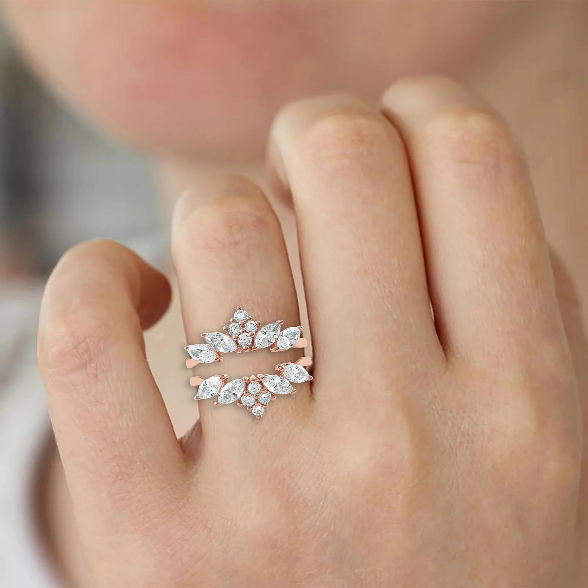 2 CT. Tw. Lab Grown Diamond Enhancer 14K Rose Gold Ring Round Brilliant Cut Size 7 - Image 7
