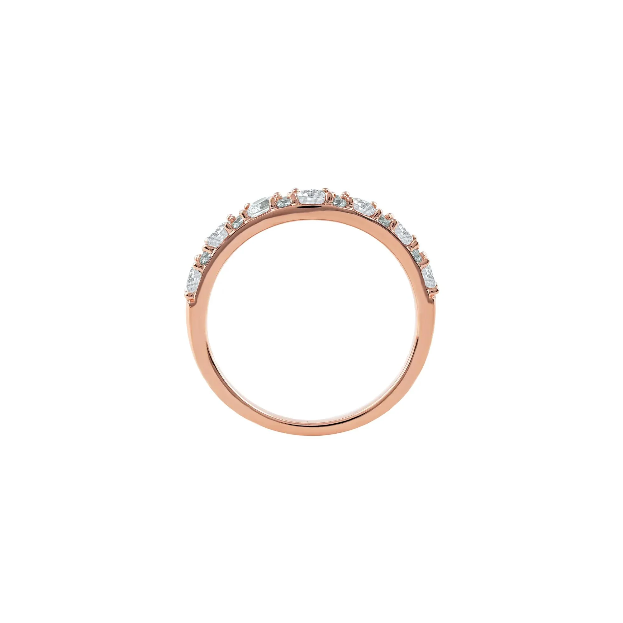 3/4 CT. Tw. Lab Grown Diamond Contour Band Ring 14K Rose Gold Round Brilliant Cut Size 5.5 - Image 2