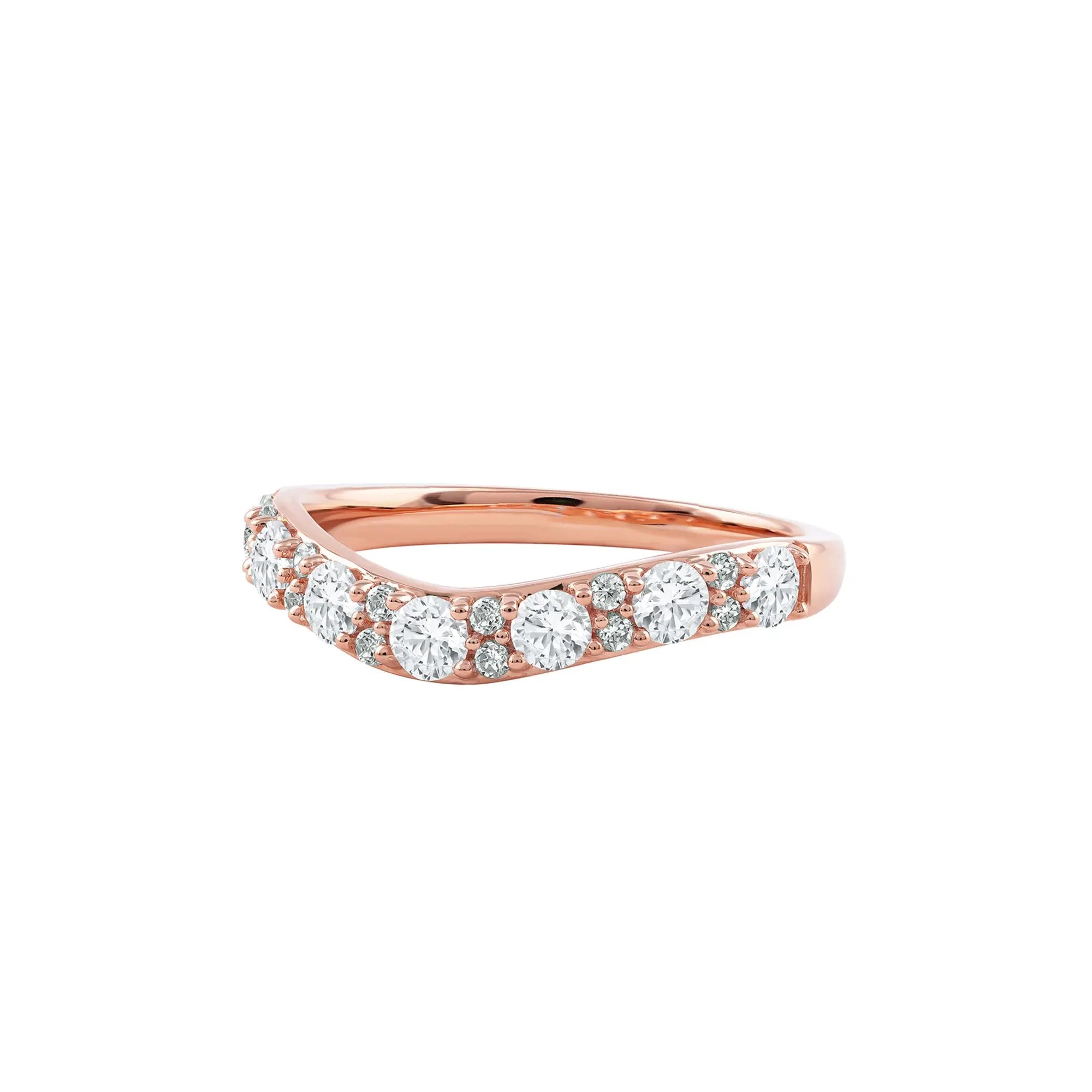 3/4 CT. Tw. Lab Grown Diamond Contour Band Ring 14K Rose Gold Round Brilliant Cut Size 7 - Image 4