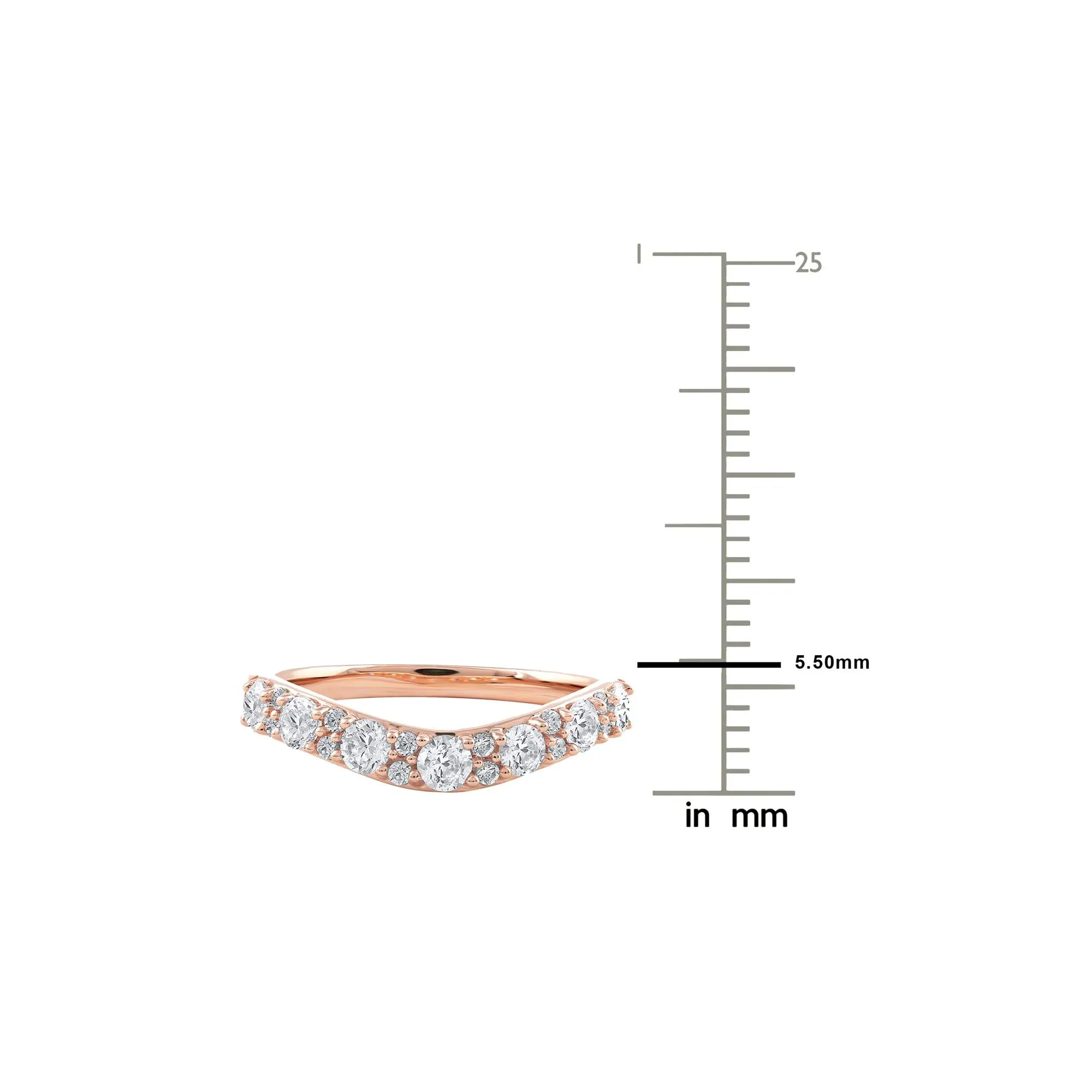 3/4 CT. Tw. Lab Grown Diamond Contour Band Ring 14K Rose Gold Round Brilliant Cut Size 7.5 - Image 7