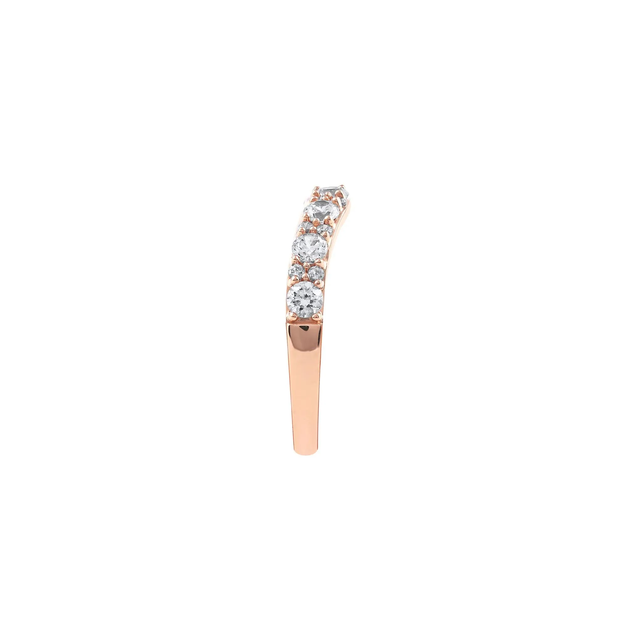 3/4 CT. Tw. Lab Grown Diamond Contour Band Ring 14K Rose Gold Round Brilliant Cut Size 9 - Image 3