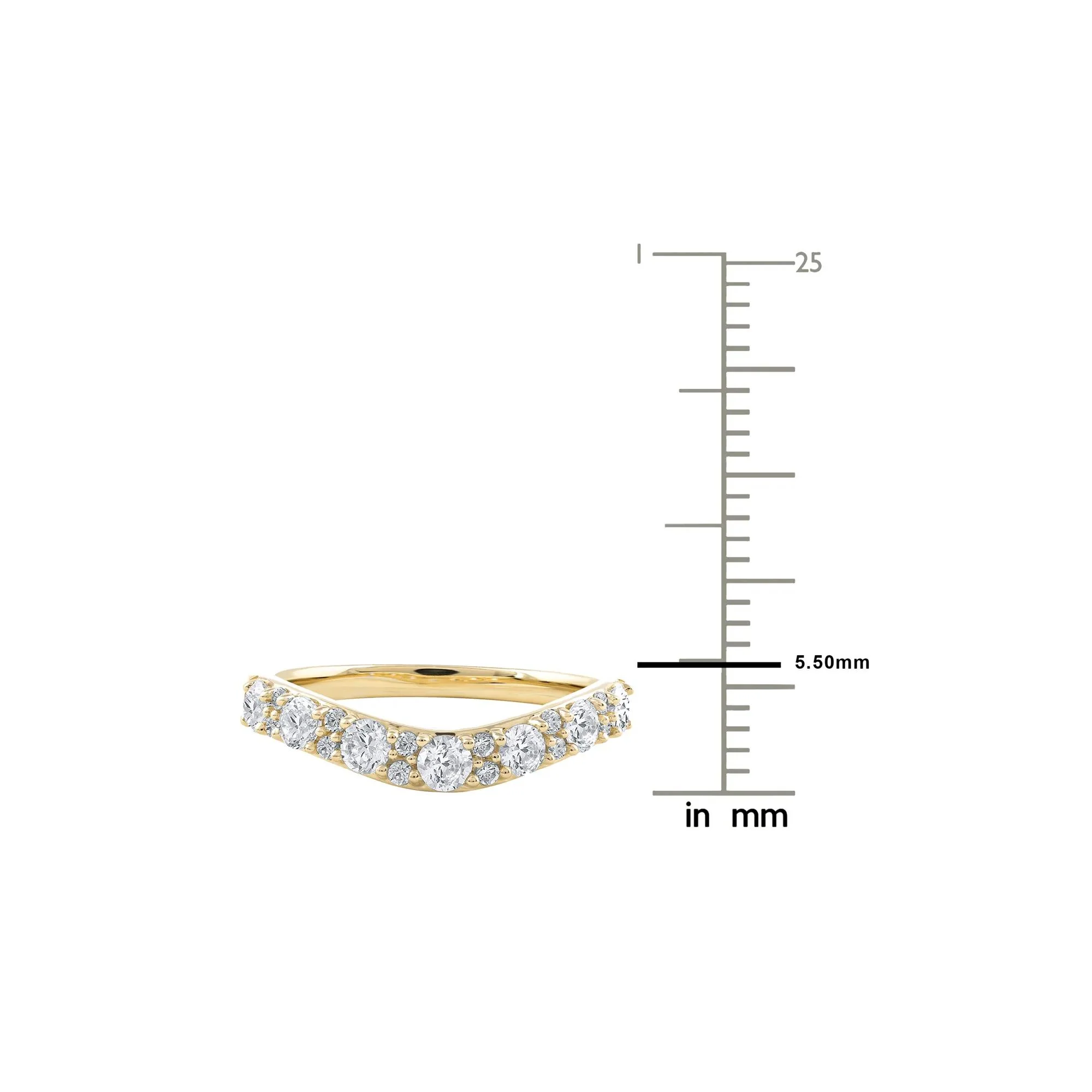 3/4 CT. Tw. Lab Grown Diamond Contour Band Ring 14K Yellow Gold Round Brilliant Cut Size 5.5 - Image 7