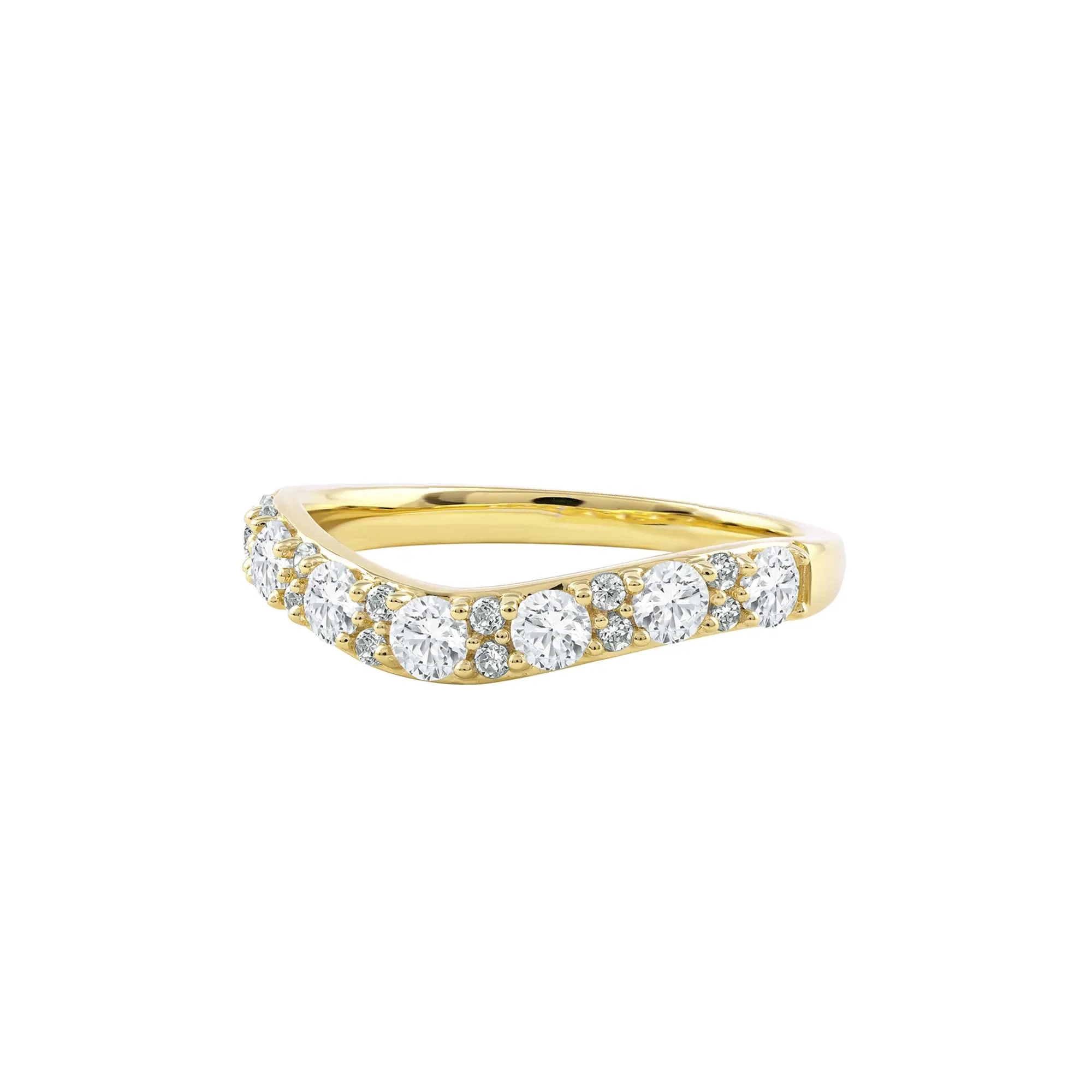 3/4 CT. Tw. Lab Grown Diamond Contour Band Ring 14K Yellow Gold Round Brilliant Cut Size 7.5 - Image 4