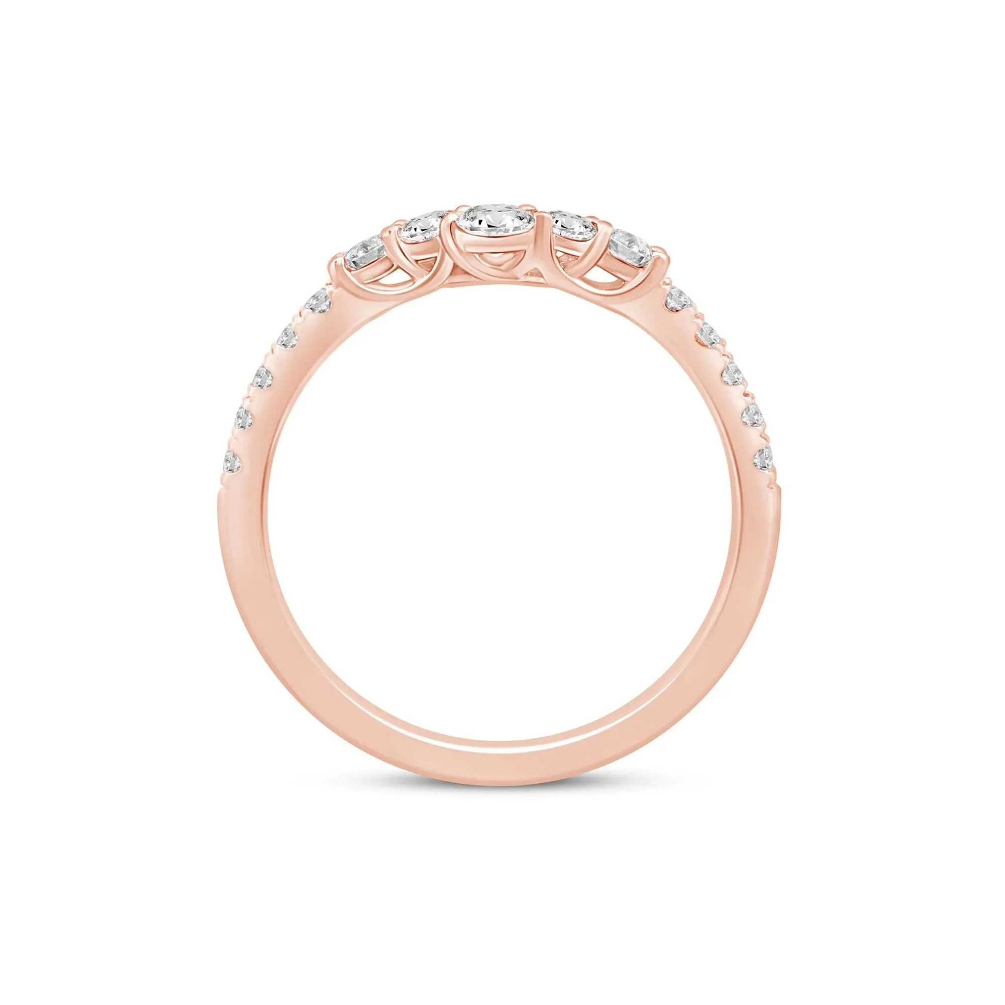 1/2 CT. Tw. Lab Grown Diamond Contour Band Ring 14K Rose Gold Size 7 2mm - Image 2