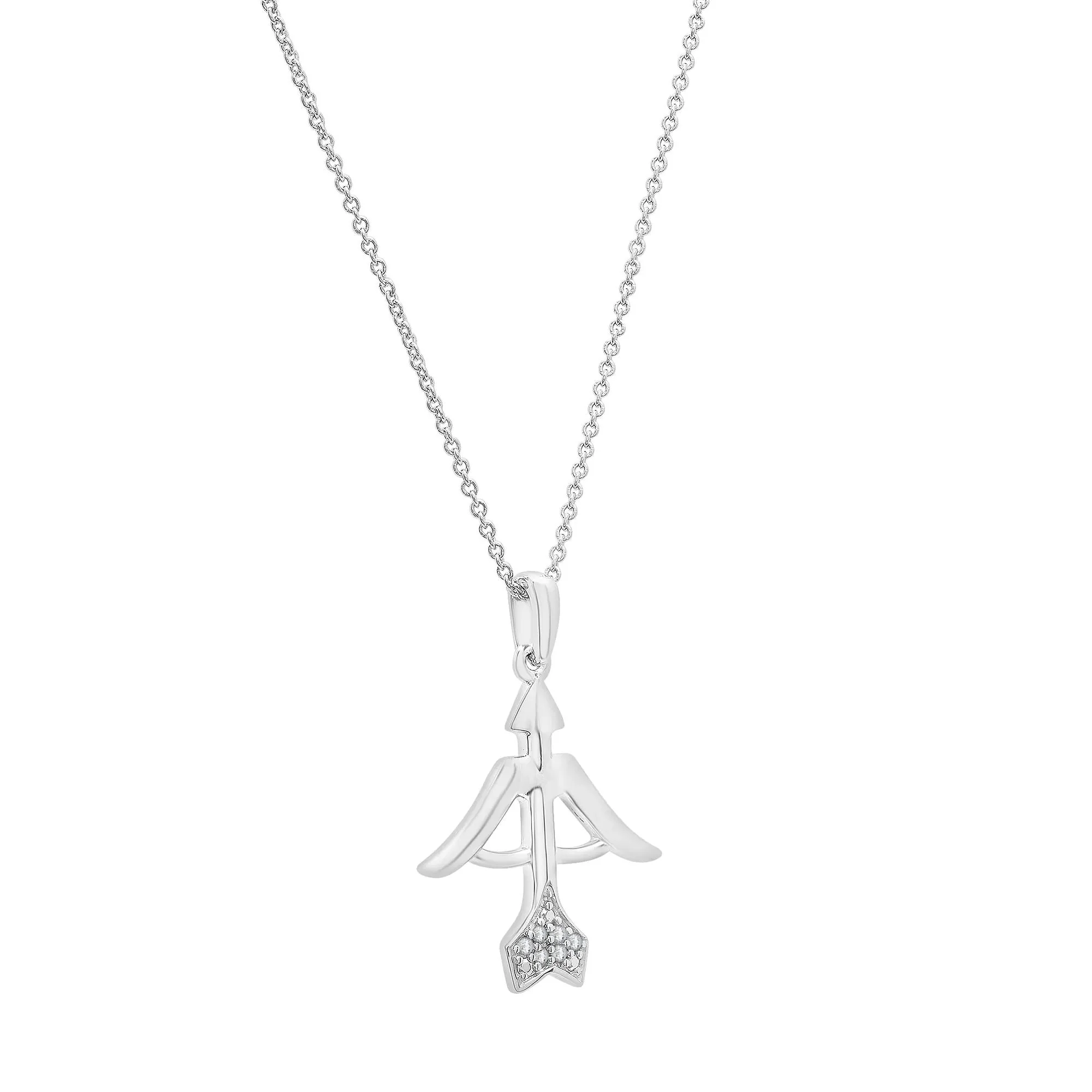Diamond Accent Sagittarius Pendant Necklace .925 Sterling Silver White Size 18" - Image 4