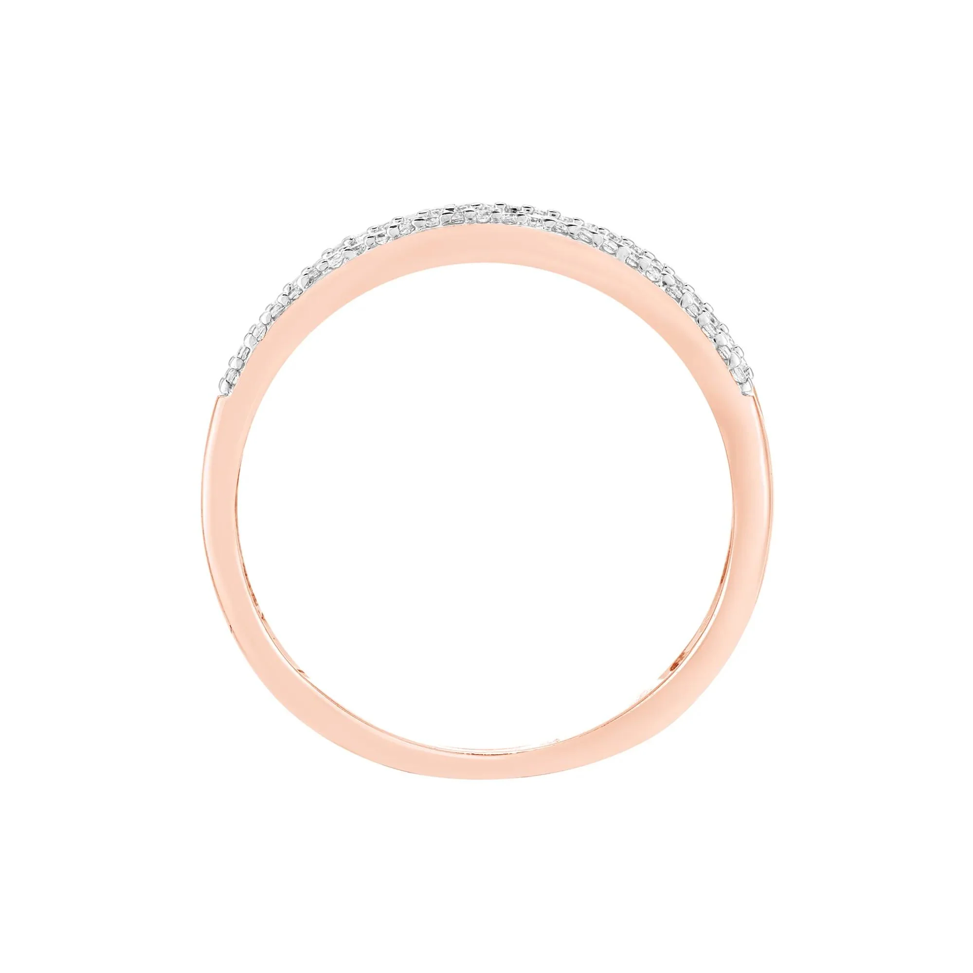 1/4 CT. Tw. Multi-Row Diamond Wedding Band Ring 10K Rose Gold Round Brilliant Cut Size 8.5 4mm - Image 2