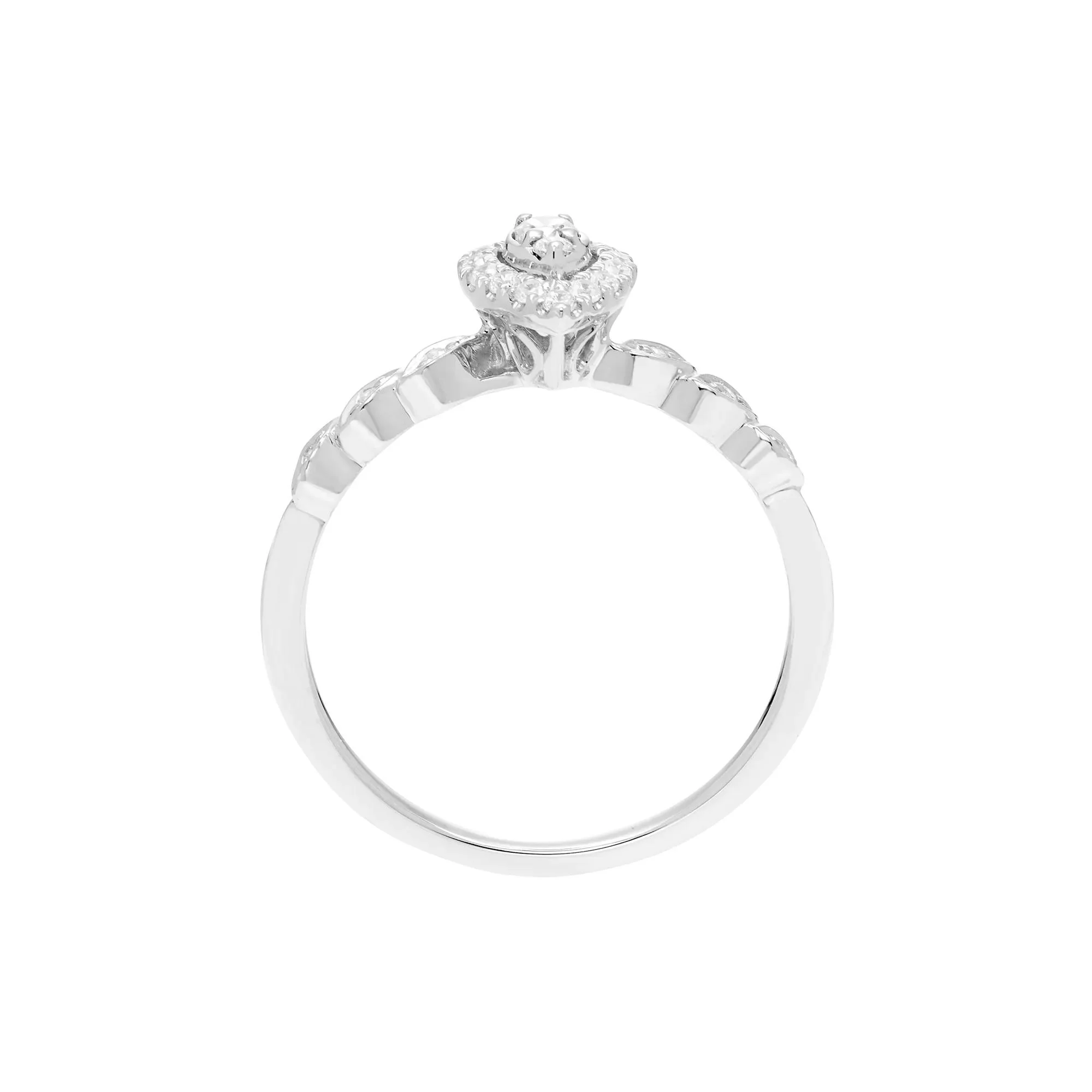 1/5 CT. Tw. Pear-Shaped Diamond Promise Ring with Halo 10K White Gold Size 6 - Image 2