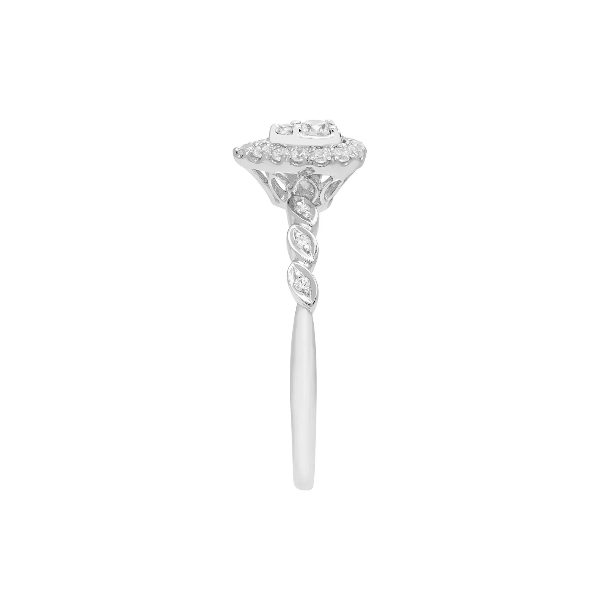 1/5 CT. Tw. Pear-Shaped Diamond Promise Ring with Halo 10K White Gold Size 7 - Image 3