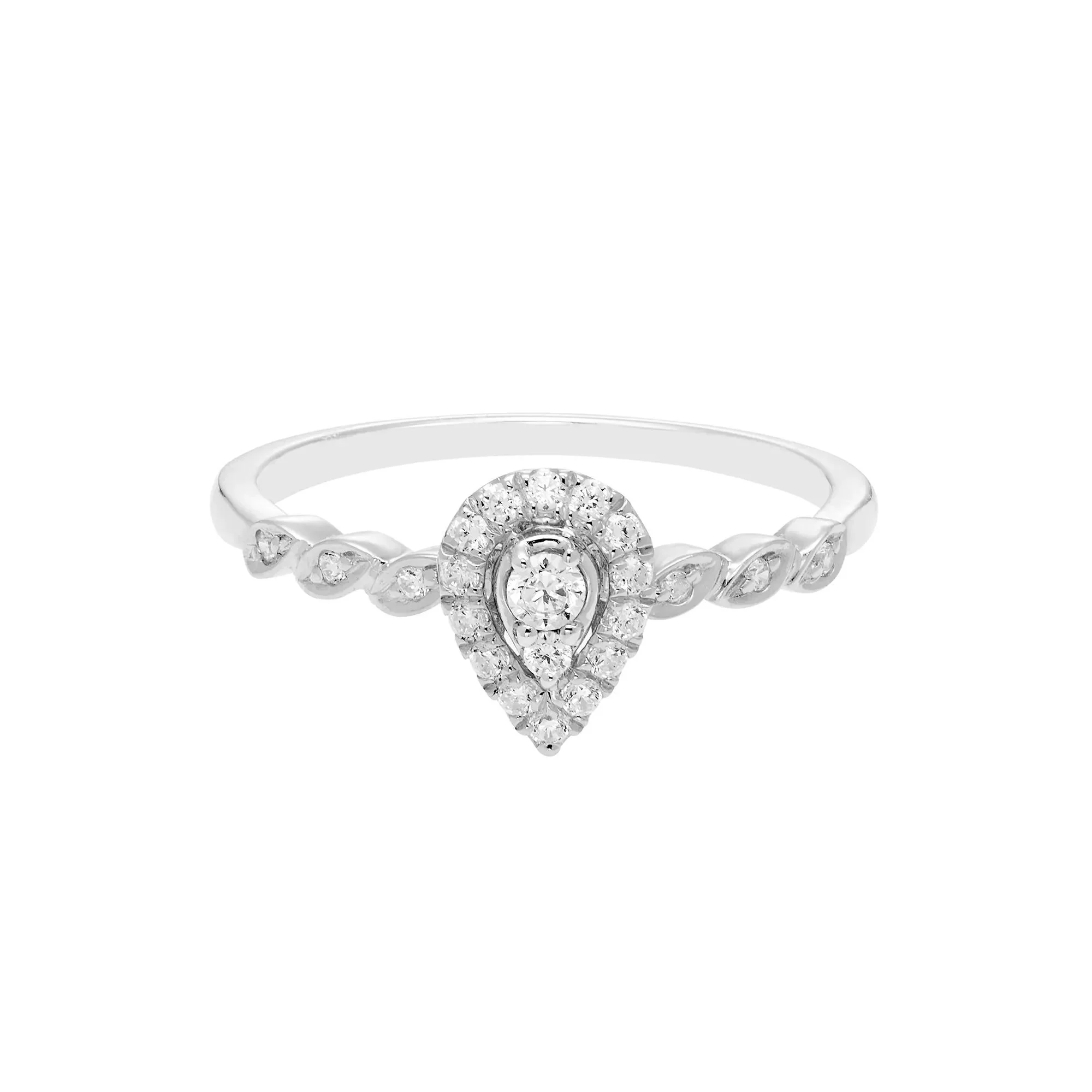 1/5 CT. Tw. Pear-Shaped Diamond Promise Ring with Halo 10K White Gold Size 7.5
