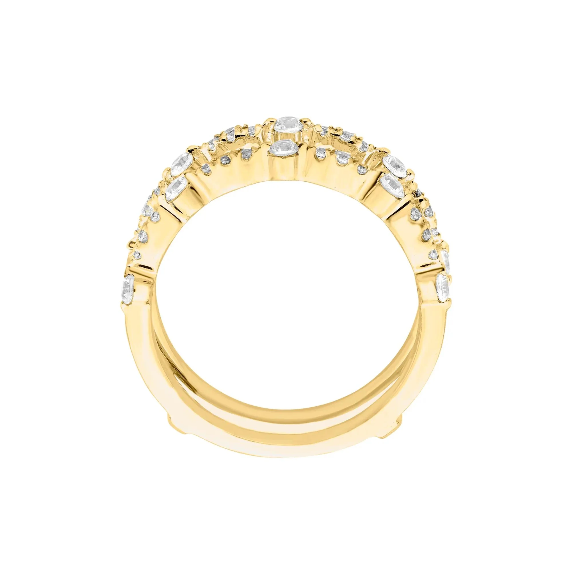 1/2 CT. Tw. Diamond Ring Enhancer 10K Yellow Gold Round Brilliant Cut Size 9 - Image 2