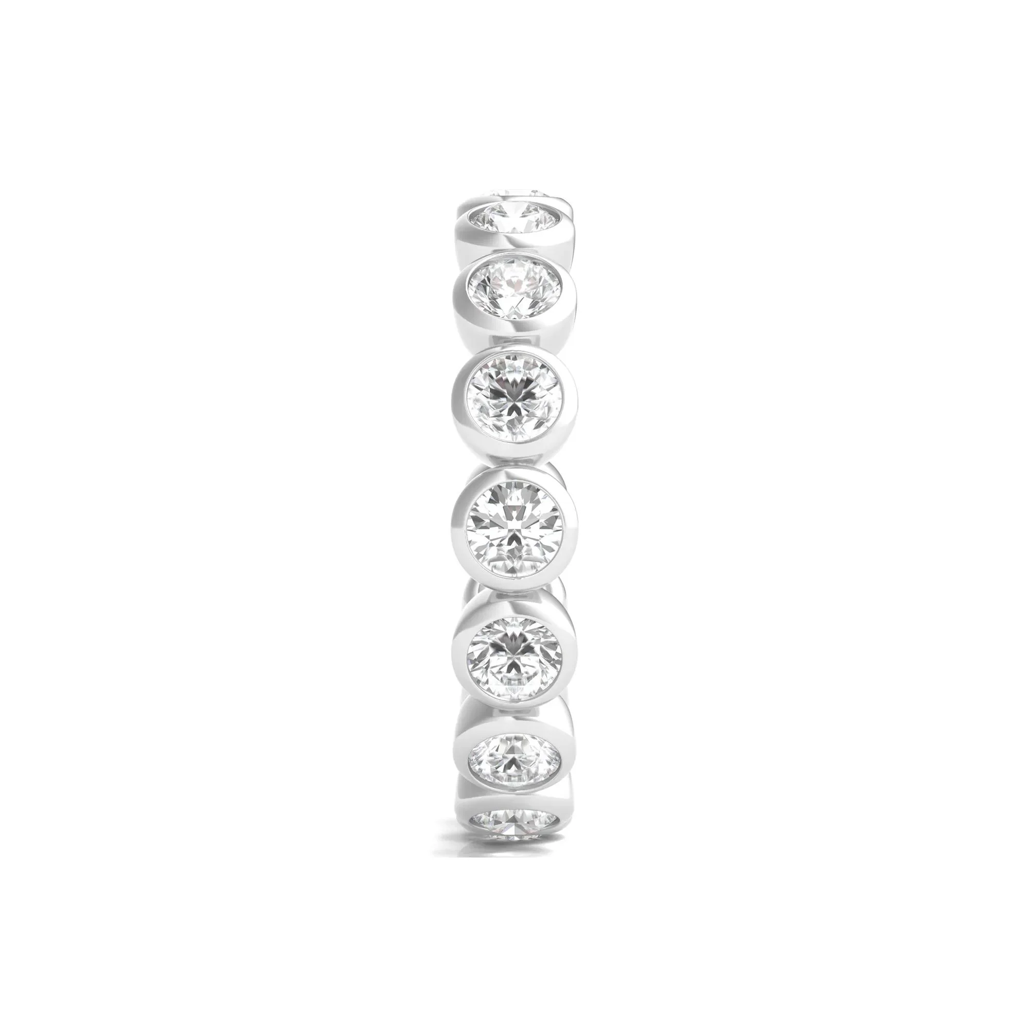 2 CT. Tw. Round Lab Grown Diamond Bezel-Set Eternity Band Ring Platinum White Size 4 - Image 3